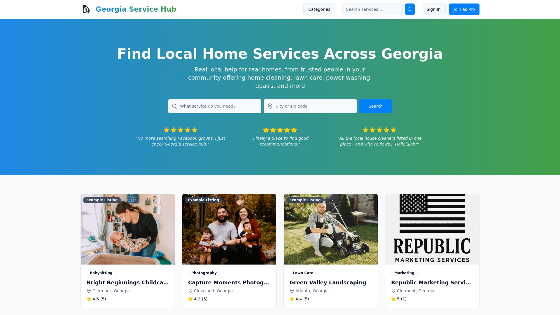 Georgia Service Hub - Find Local Service Professionals