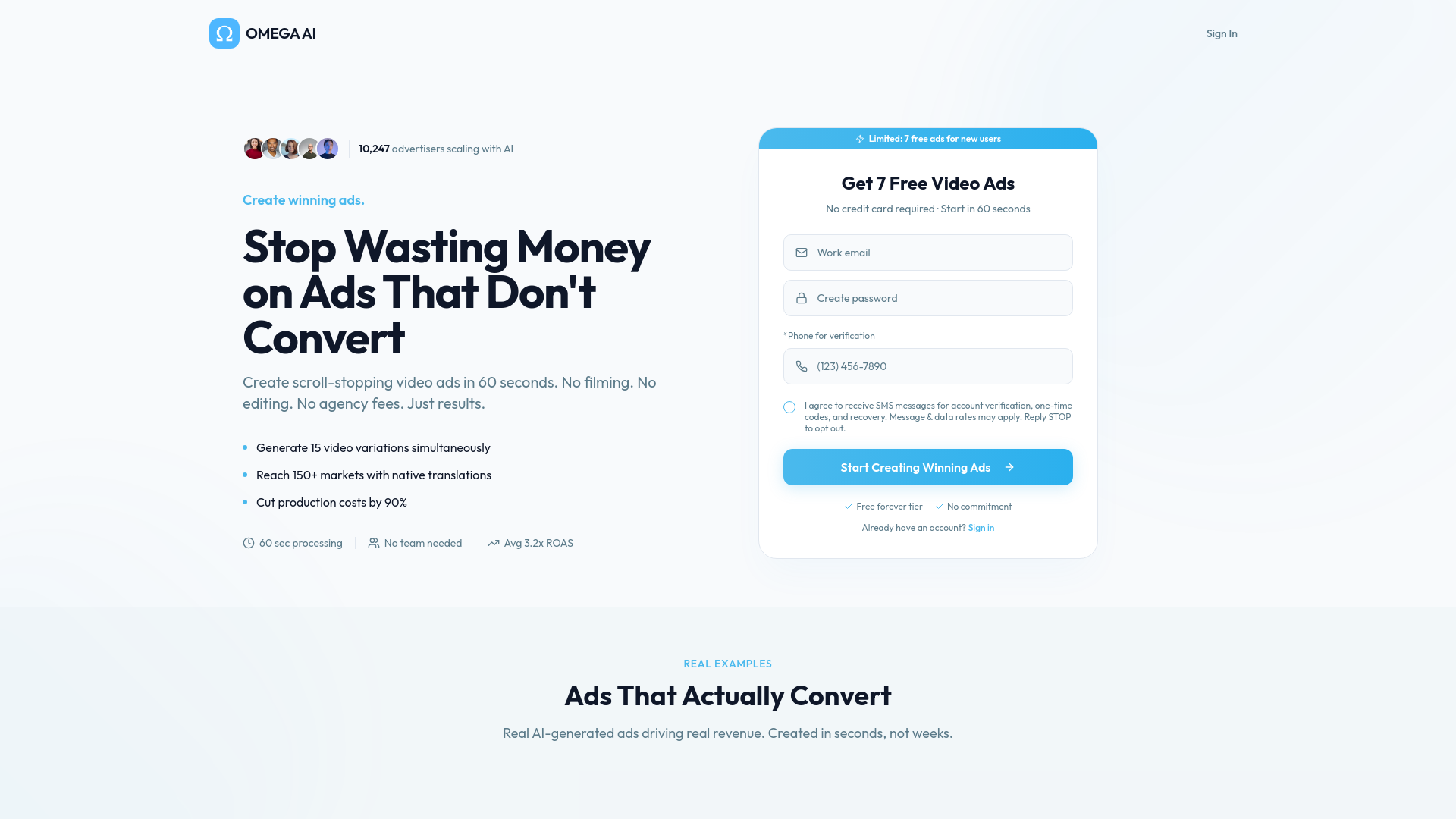 Omega AI 推出全新 AI 廣告影片生成器