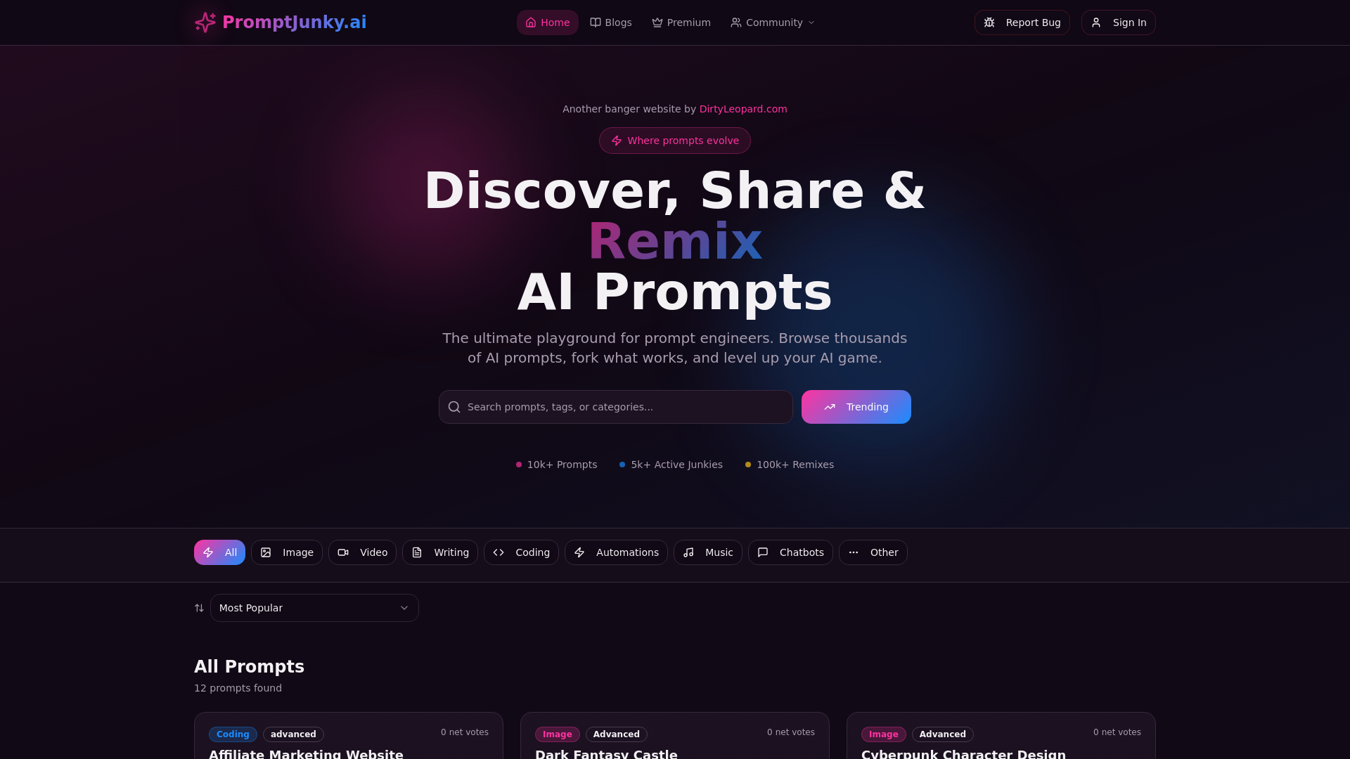PromptJunky.ai - Discover, Share & Remix AI Prompts