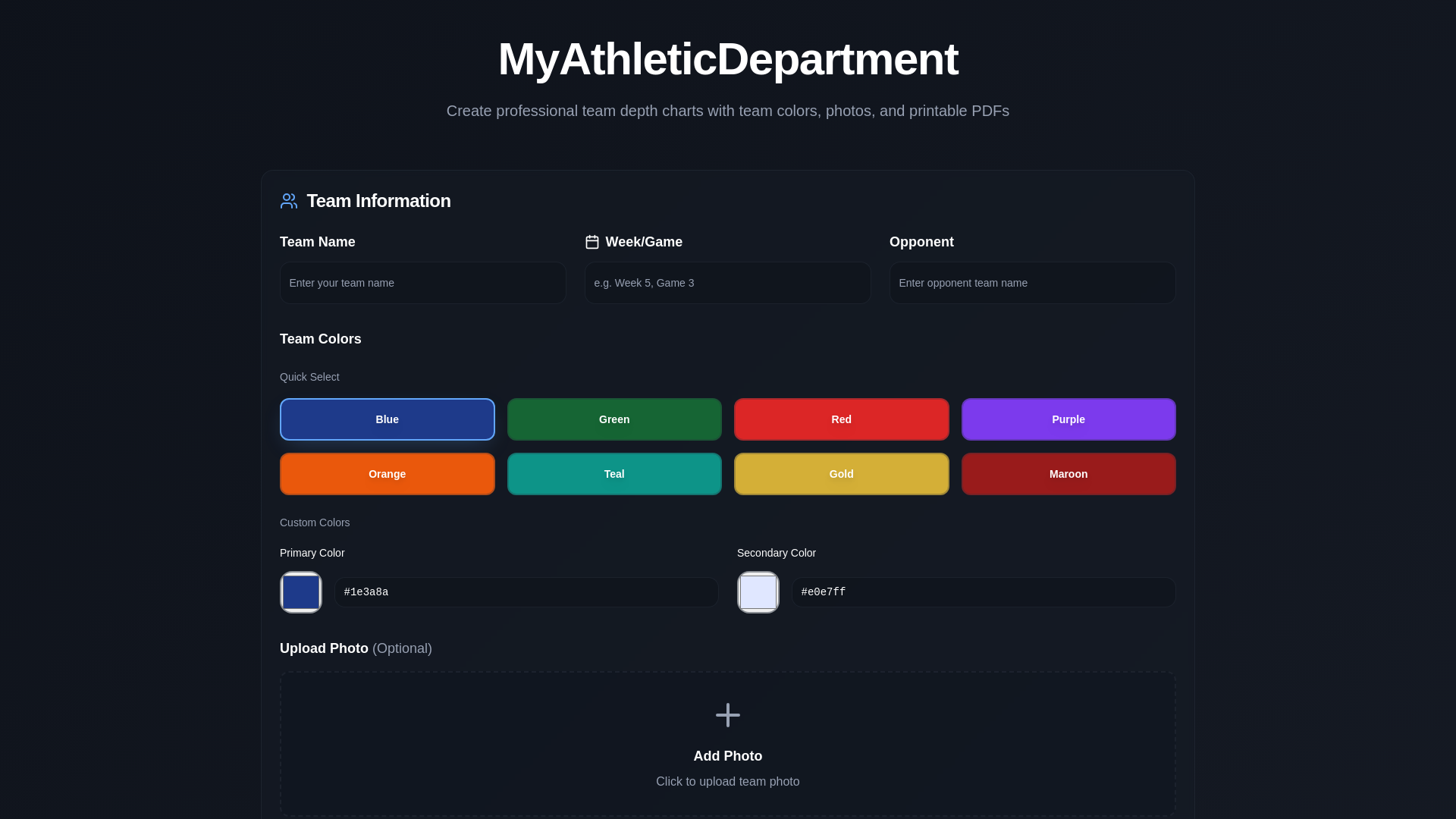 Depth Chart Creator Team Management Tool