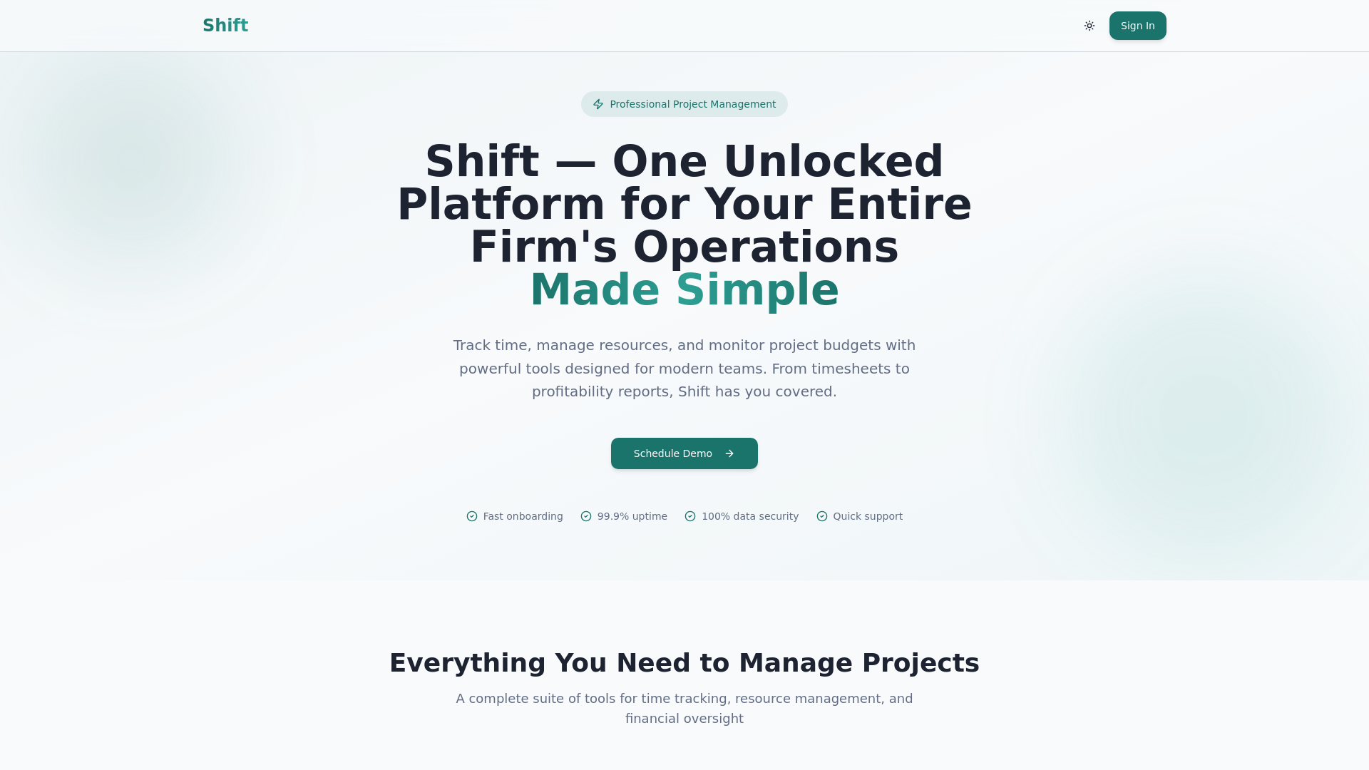 Shift — Project & Time Management for Modern Teams