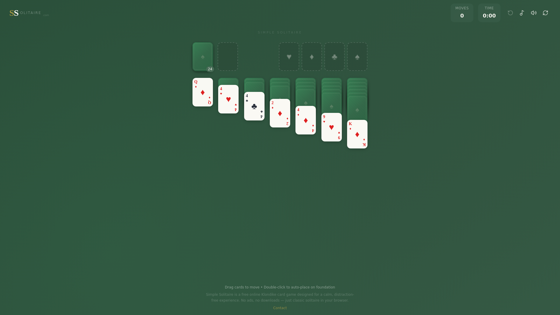 Simple Solitaire – Free Online Klondike Card Game | SSolitaire.com