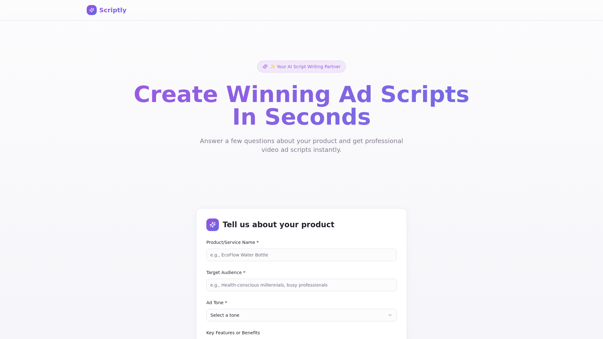 Scriptly - Generate Marketing Ads Instantly