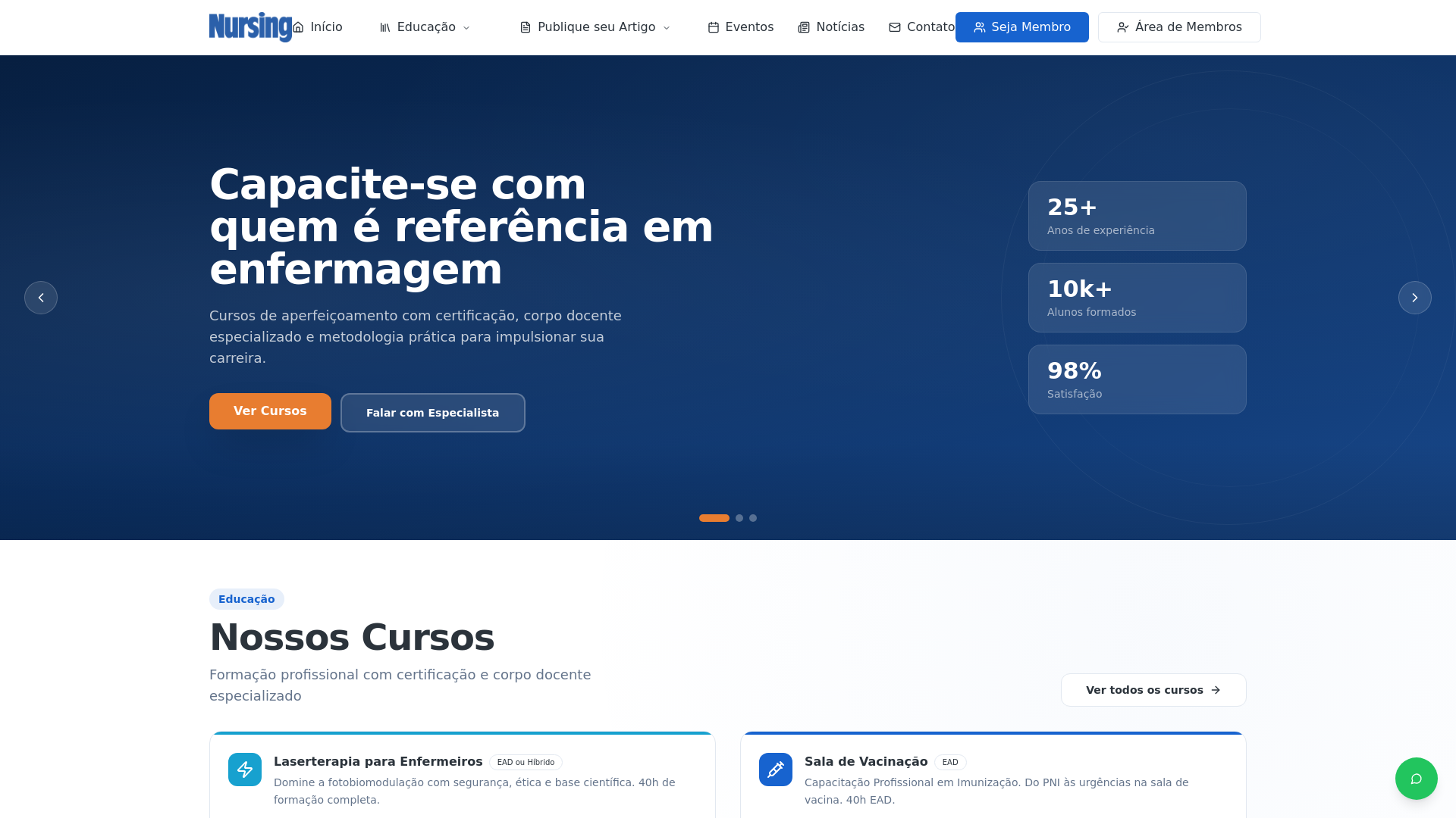 Nursing — Cursos, Revistas e Eventos para Enfermagem