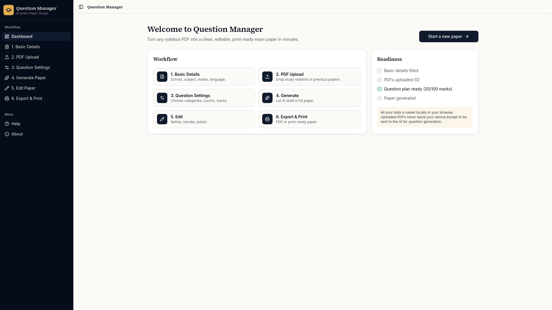 Edit Paper — Question Manager