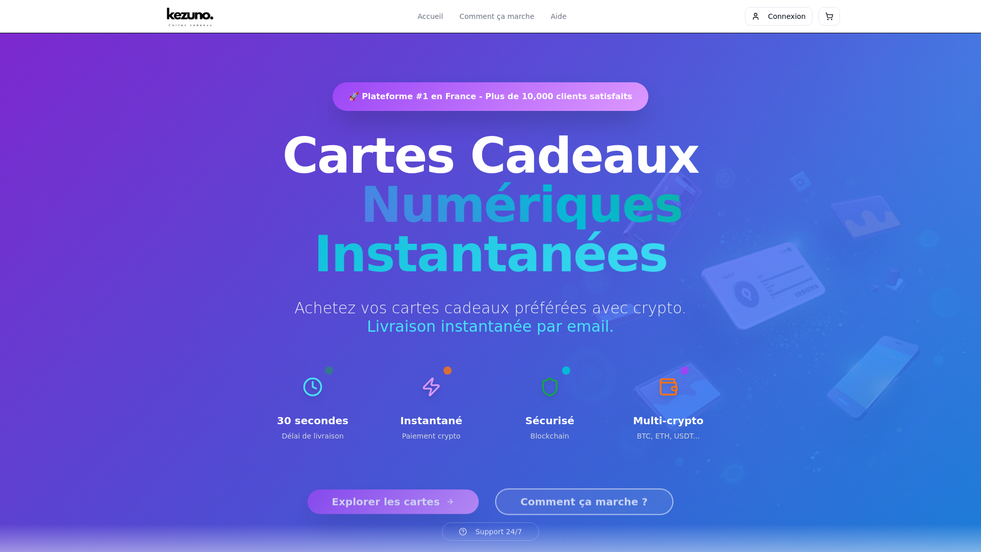 Kezuno - Cartes Cadeaux Crypto