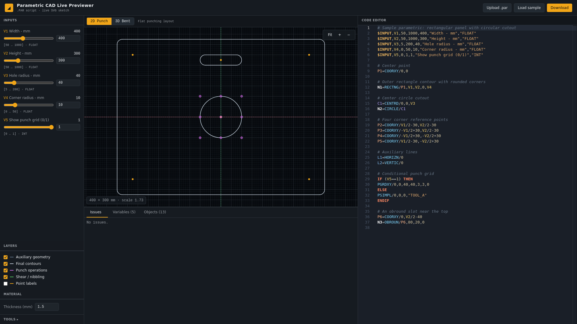 Parametric CAD Live Previewer