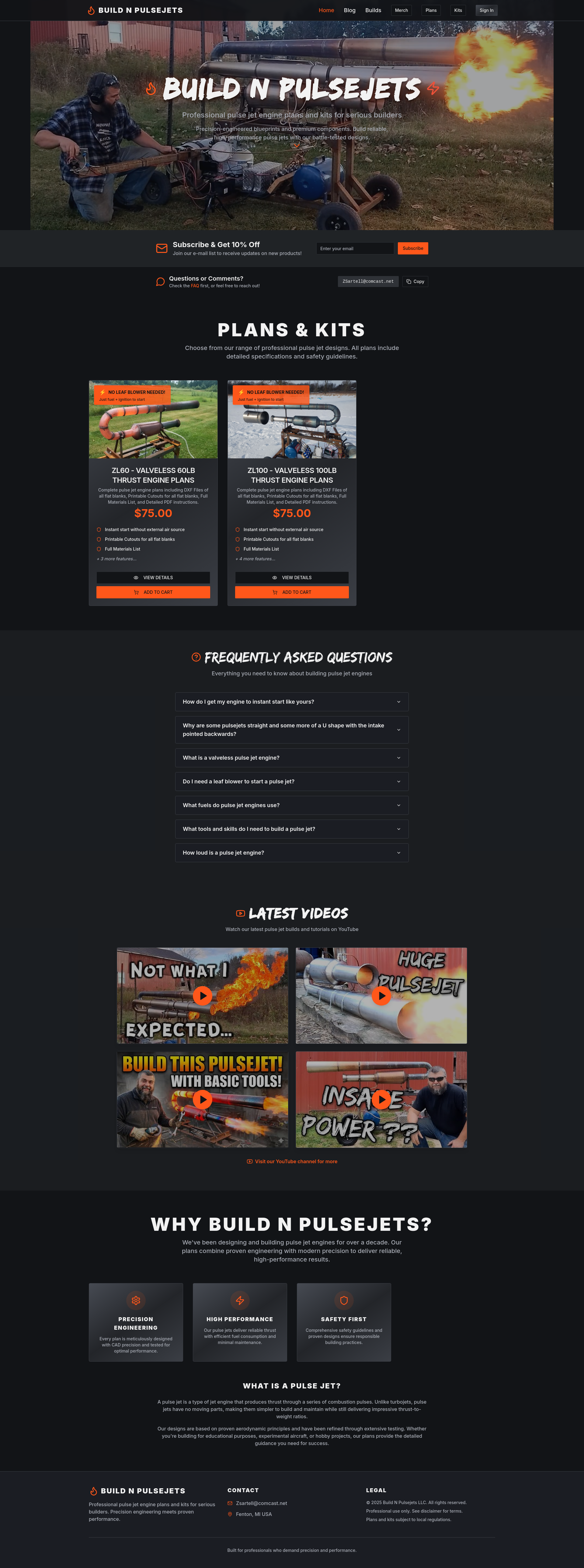 Build N Pulsejets - Professional Pulse Jet Plans, Kits & Expert Guides