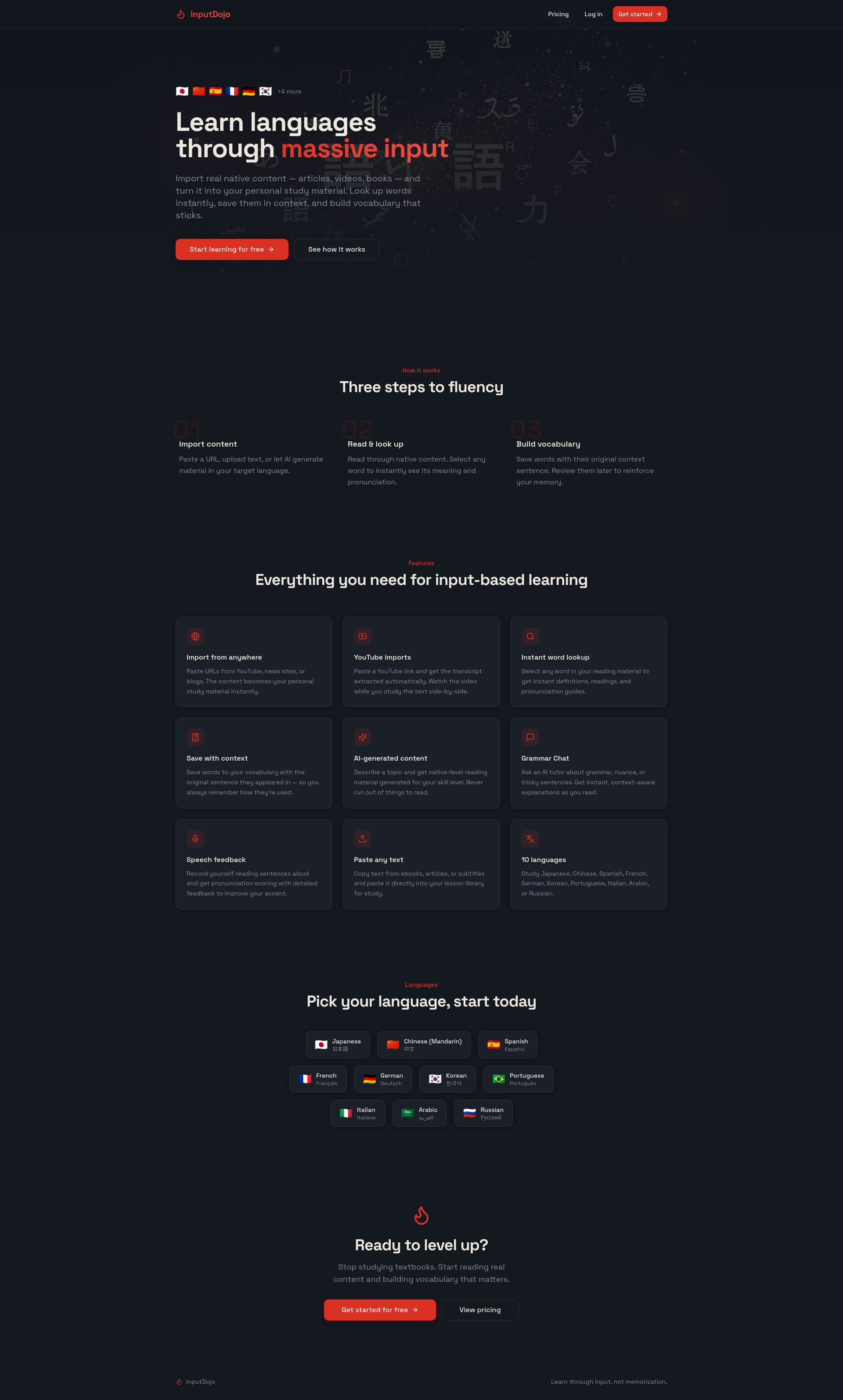 InputDojo — Learn Languages Through Real Content