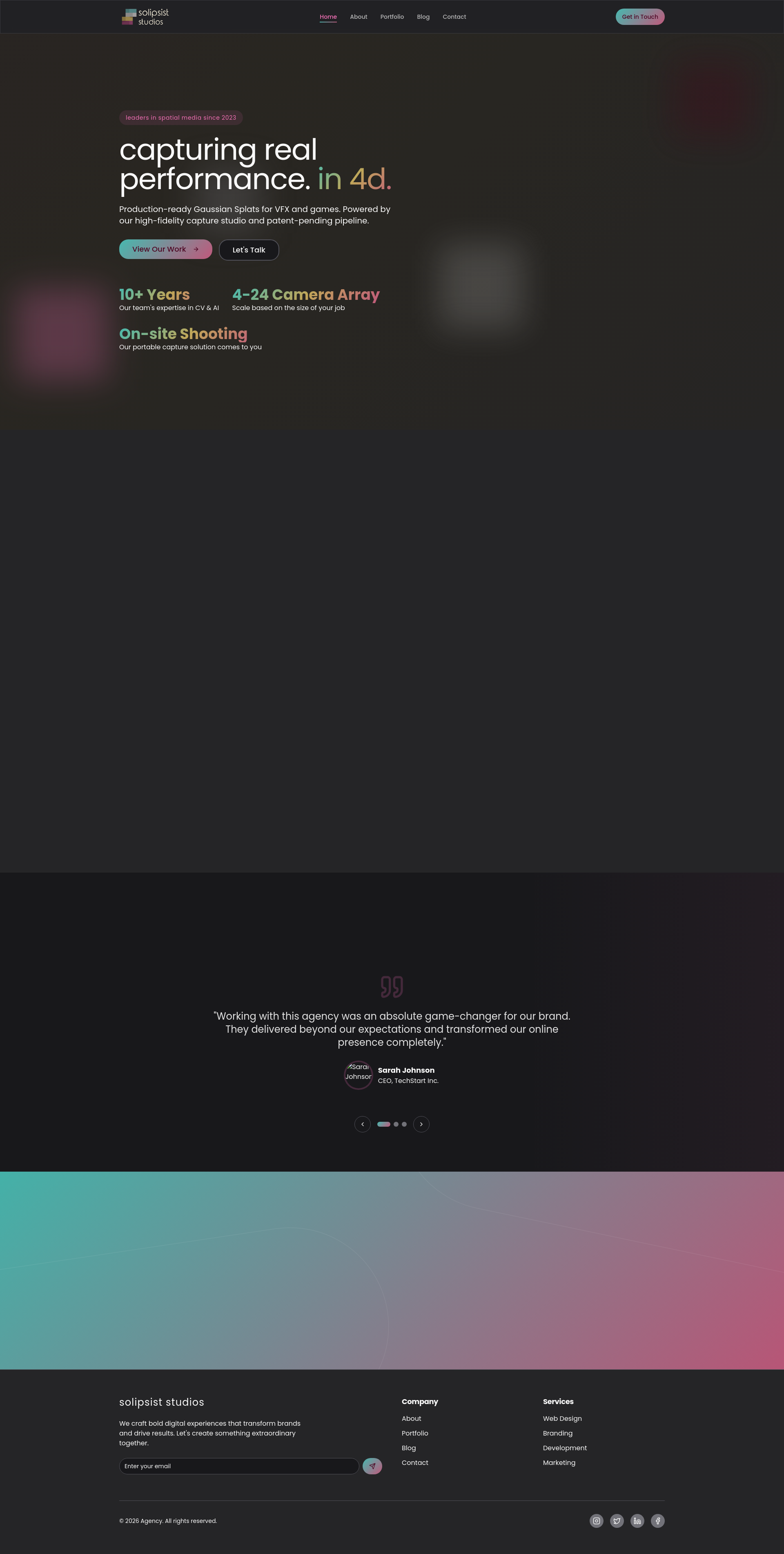 Solipsist Studios — 4D Gaussian Splat Capture for VFX & Games