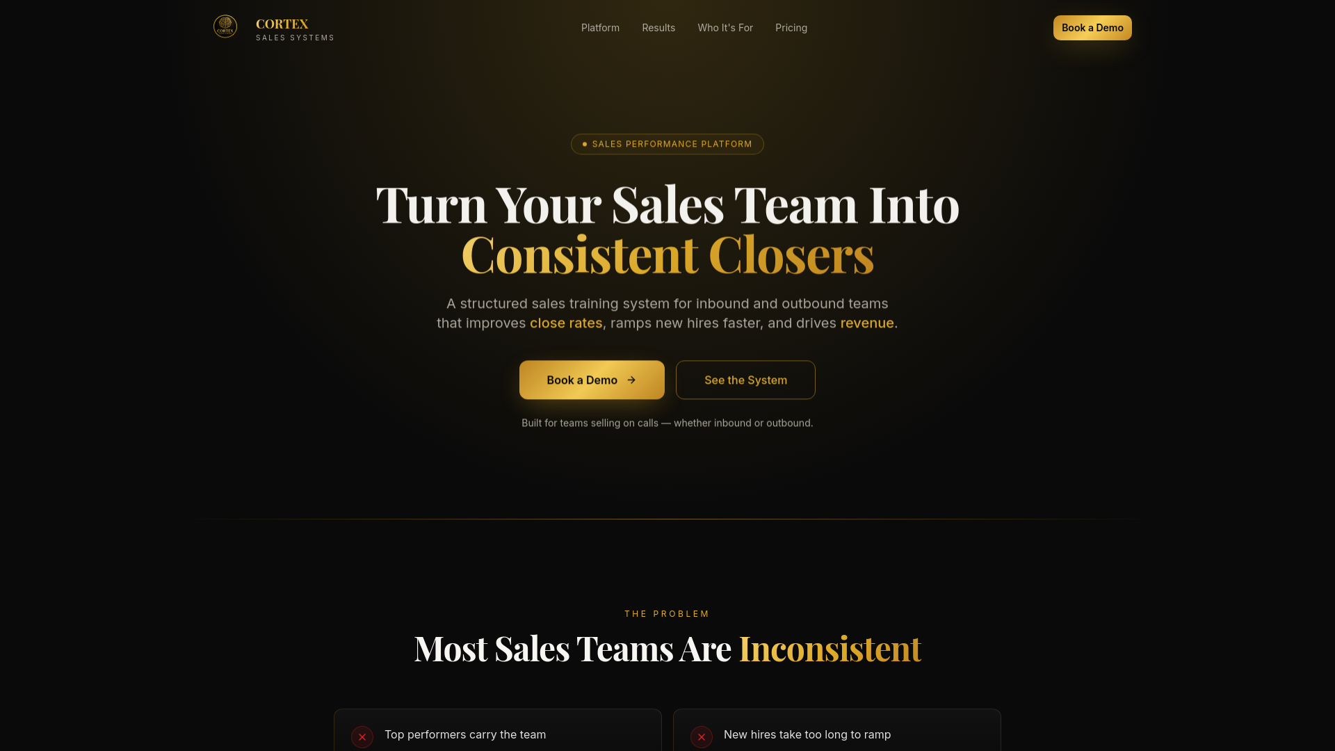 Cortex Sales Systems — Turn Your Sales Team Into Consistent Closers