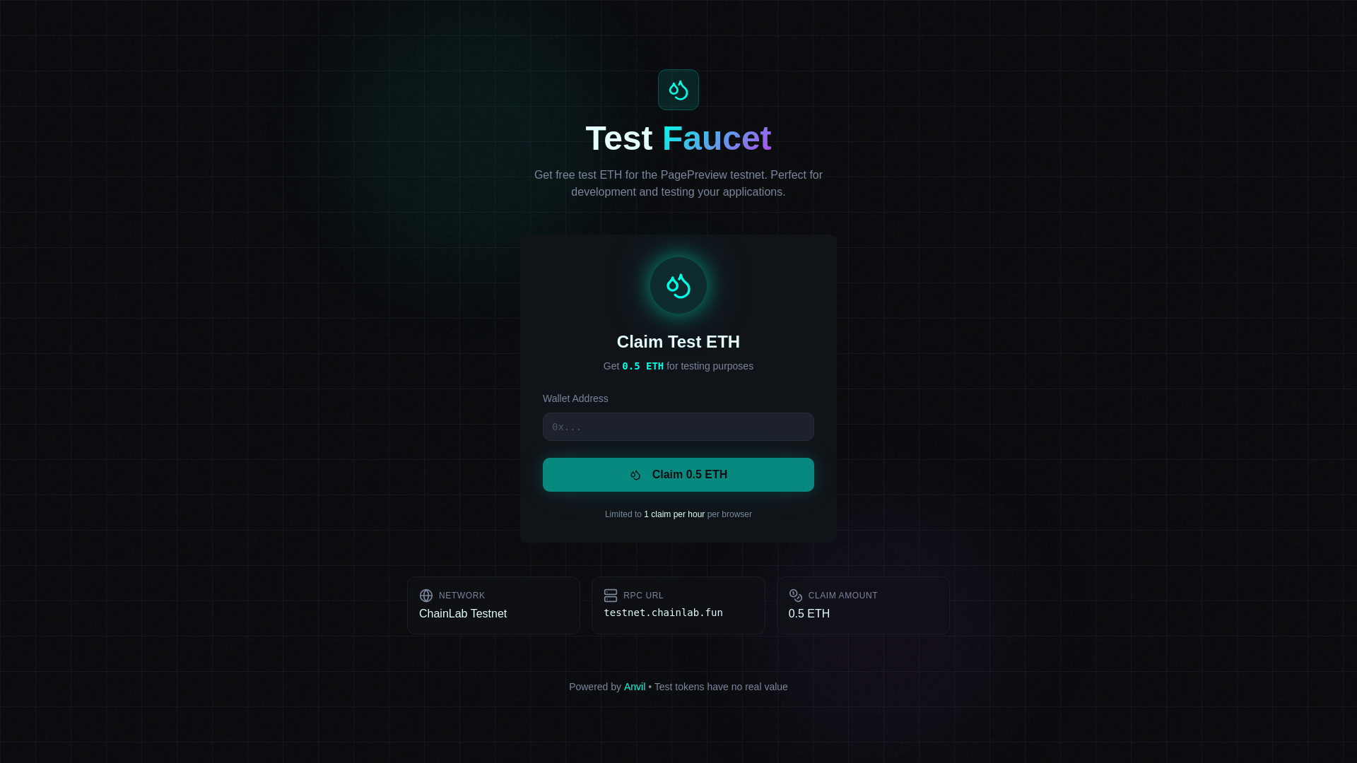 Test Faucet - PagePreview Testnet