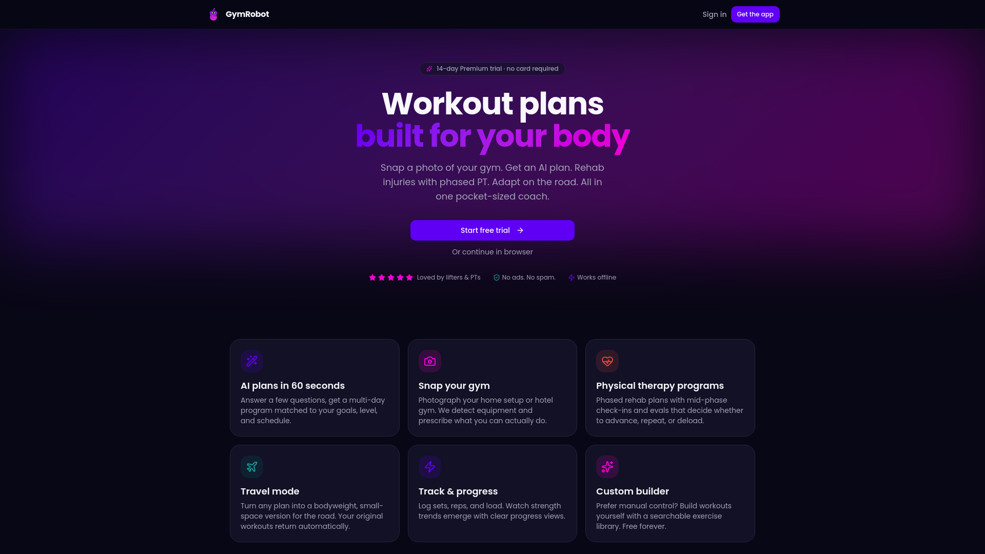 Ai Workout Routine GymRobot — AI workout plans built around your body & gear