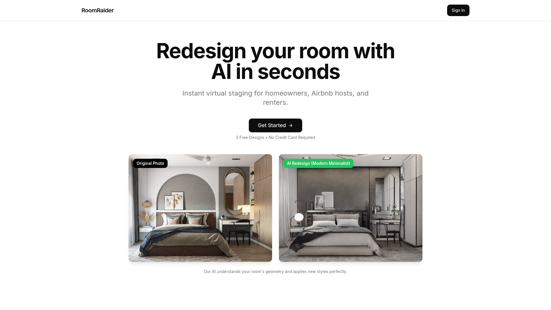 RoomRaider - Redesign your Bedroom & Living Room with AI in Seconds