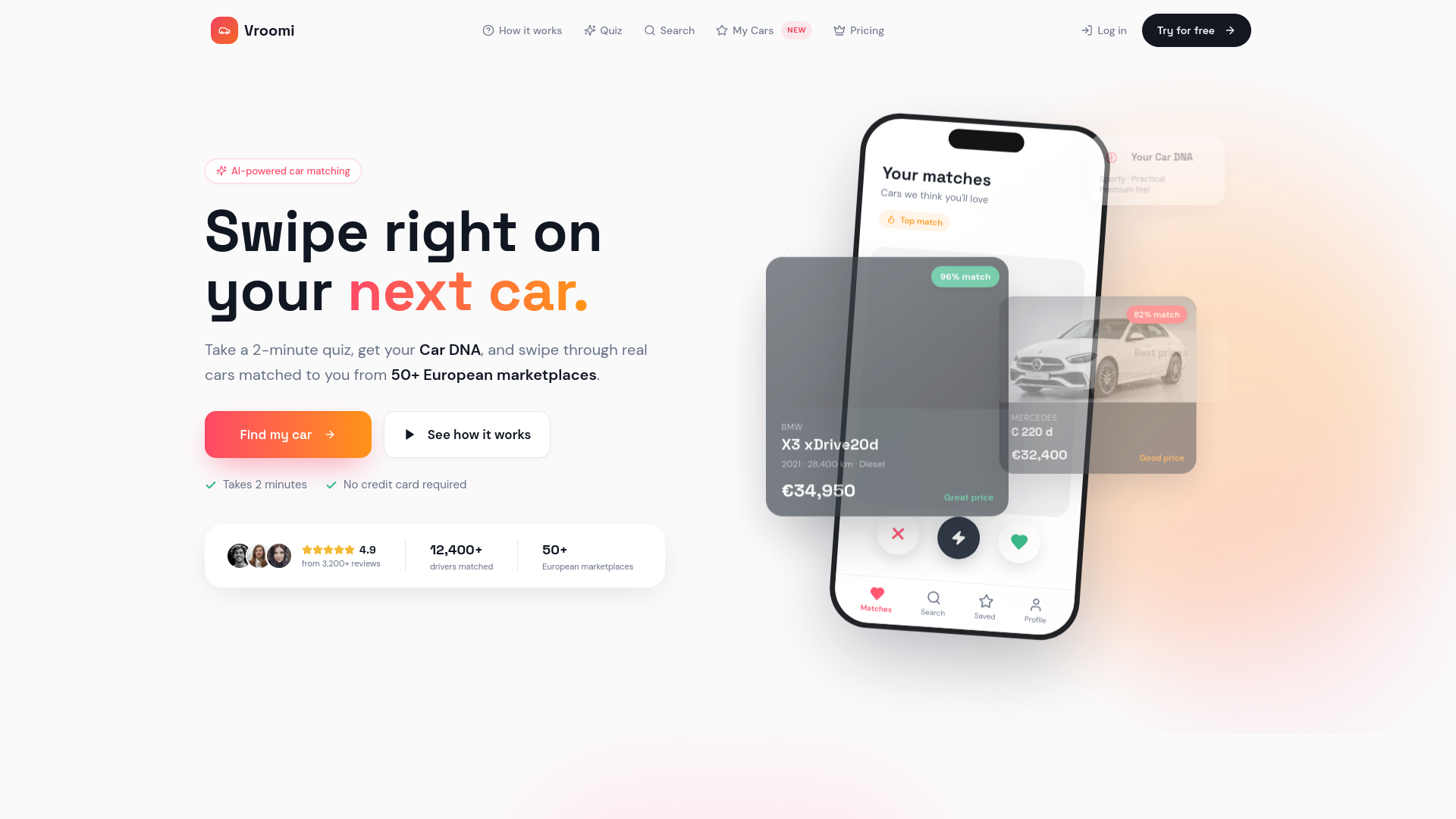 Built a Tinder-for-cars app, would love feedback from people actually car shopping logo