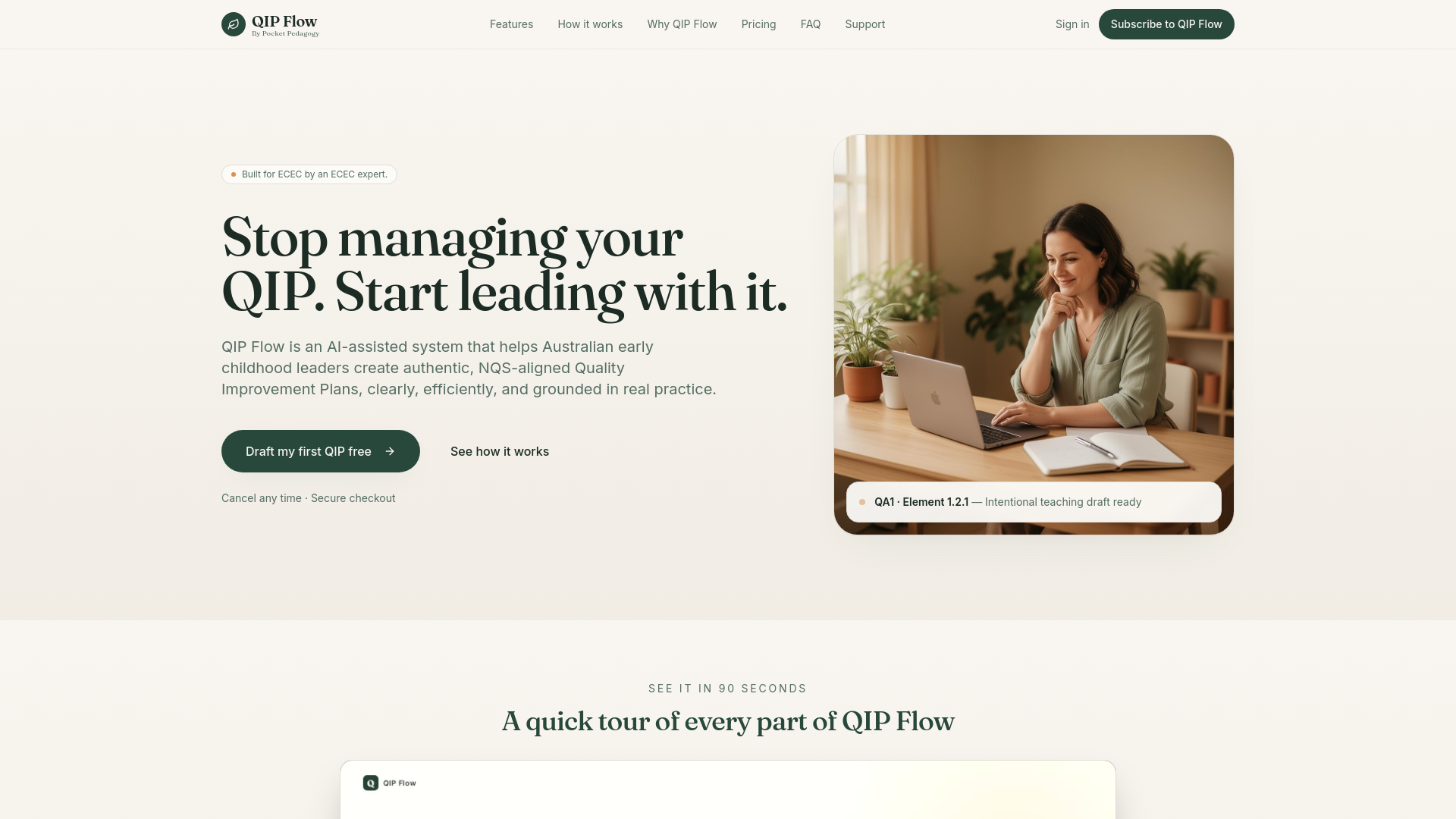 QIP Flow — NQF Quality Improvement for ECE & OSHC