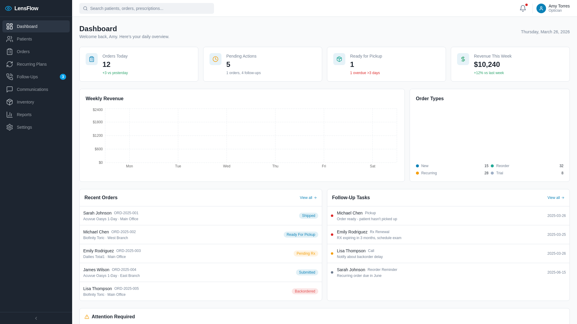 LensFlow Pro - Contact Lens Management Portal