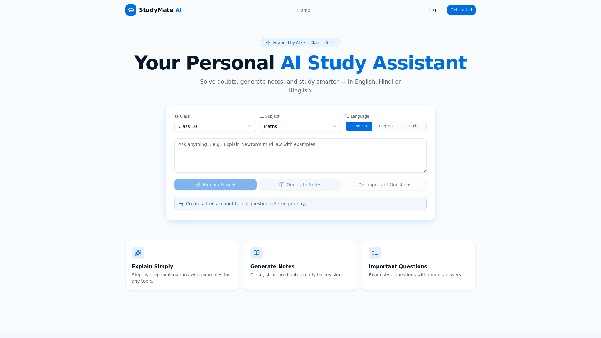 StudyMate AI — Your Personal AI Study Assistant