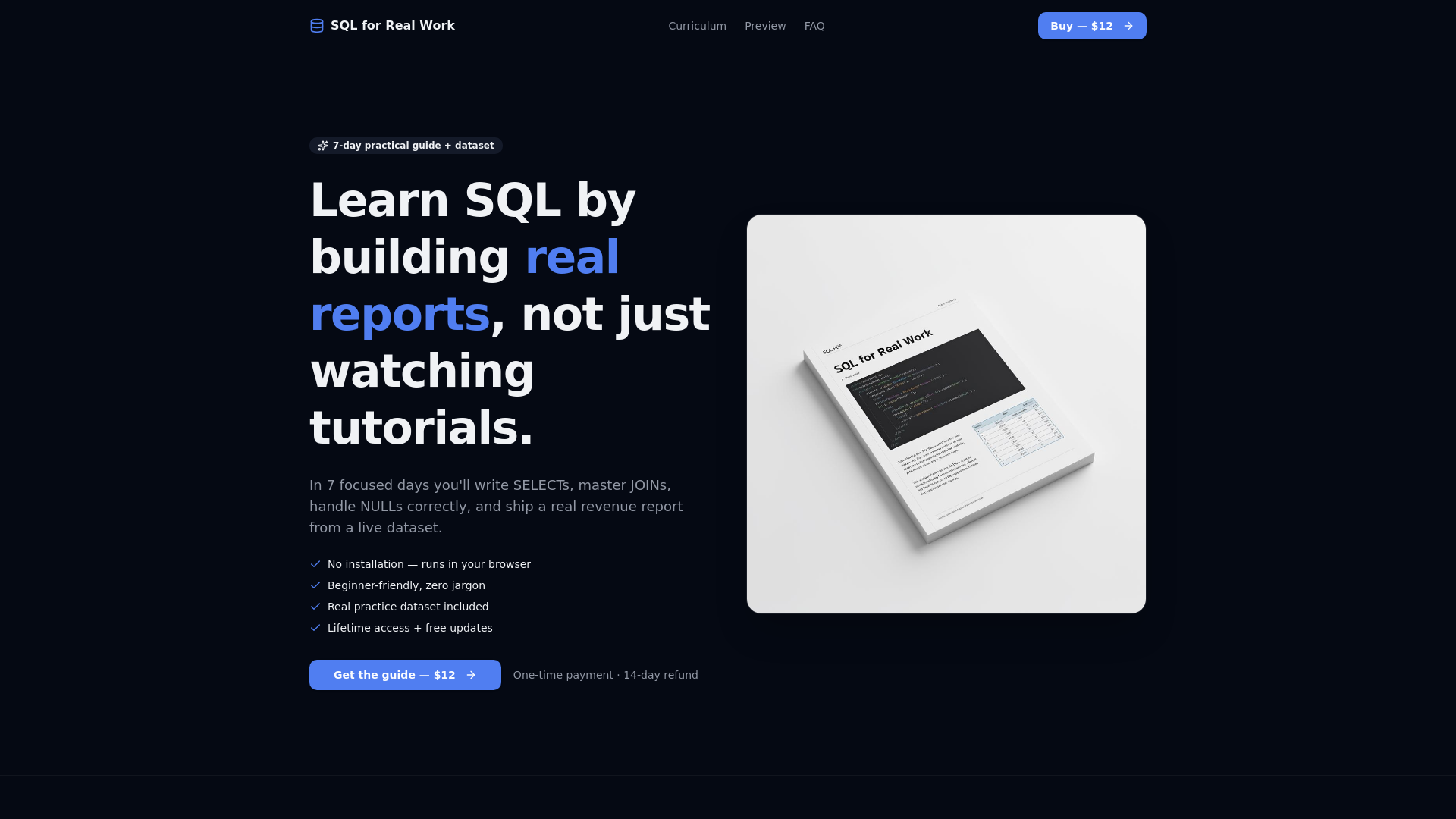 SQL for Real Work — Learn SQL in 7 Days
