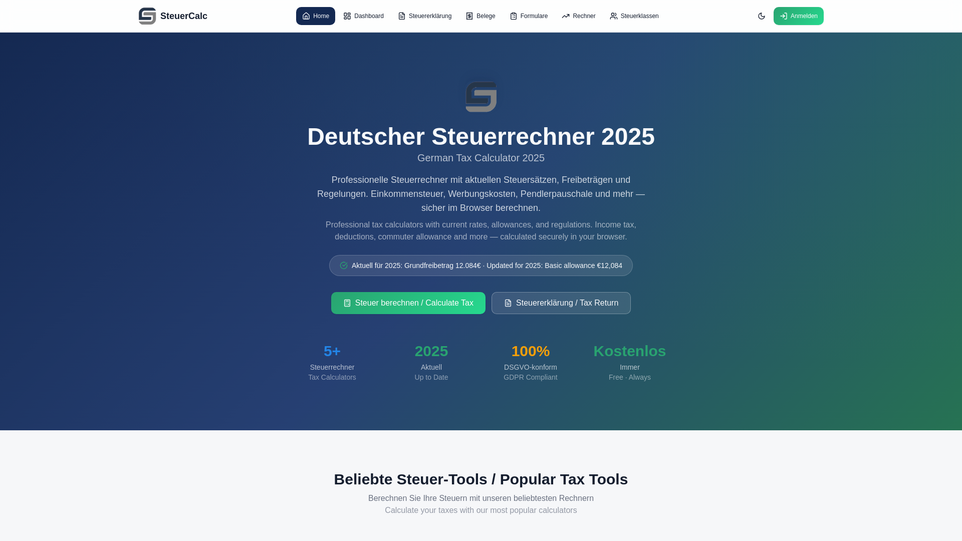 SteuerCalc – Steuerrechner 2025 für Deutschland