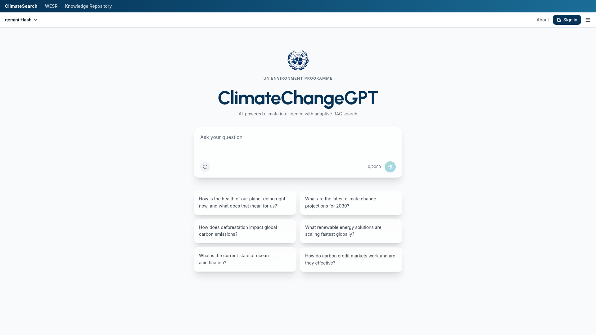 ClimateChangeGPT - AI Climate Search Engine