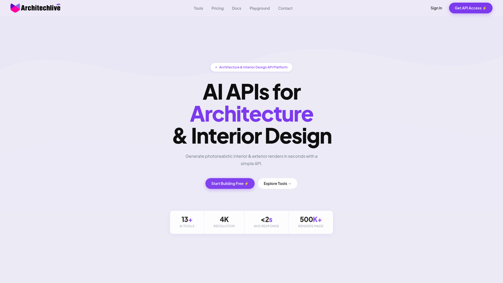 ArchiTechLive — AI APIs for Architecture & Interior Design