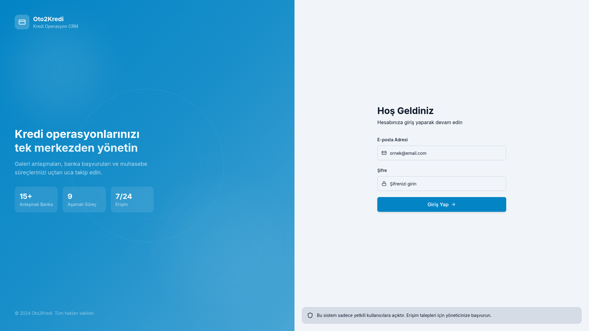 Oto2Kredi - Kredi Operasyon CRM
