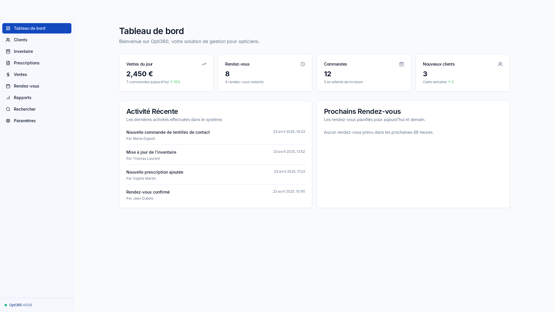 Professional Optical Management Saas Platform