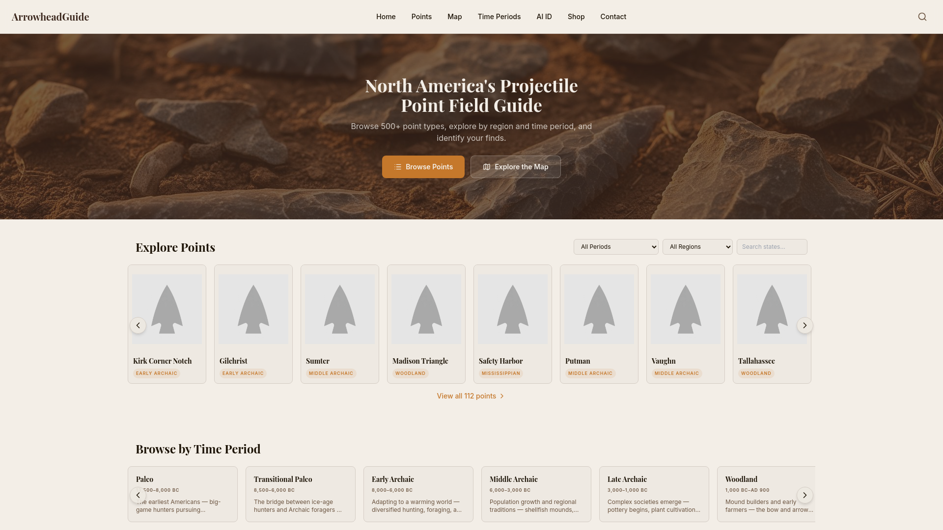 ArrowheadGuide — Projectile Point Identification & Field Reference