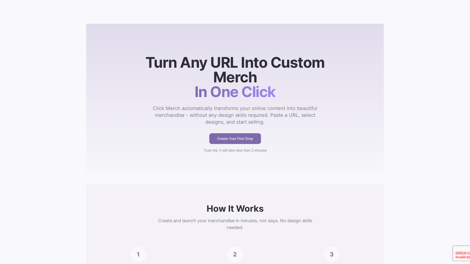 Click For Merch Button Click Merch | One-Click Merch for Creators