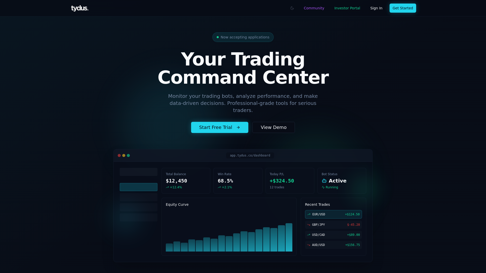 Tydus Trading Platform Screenshot