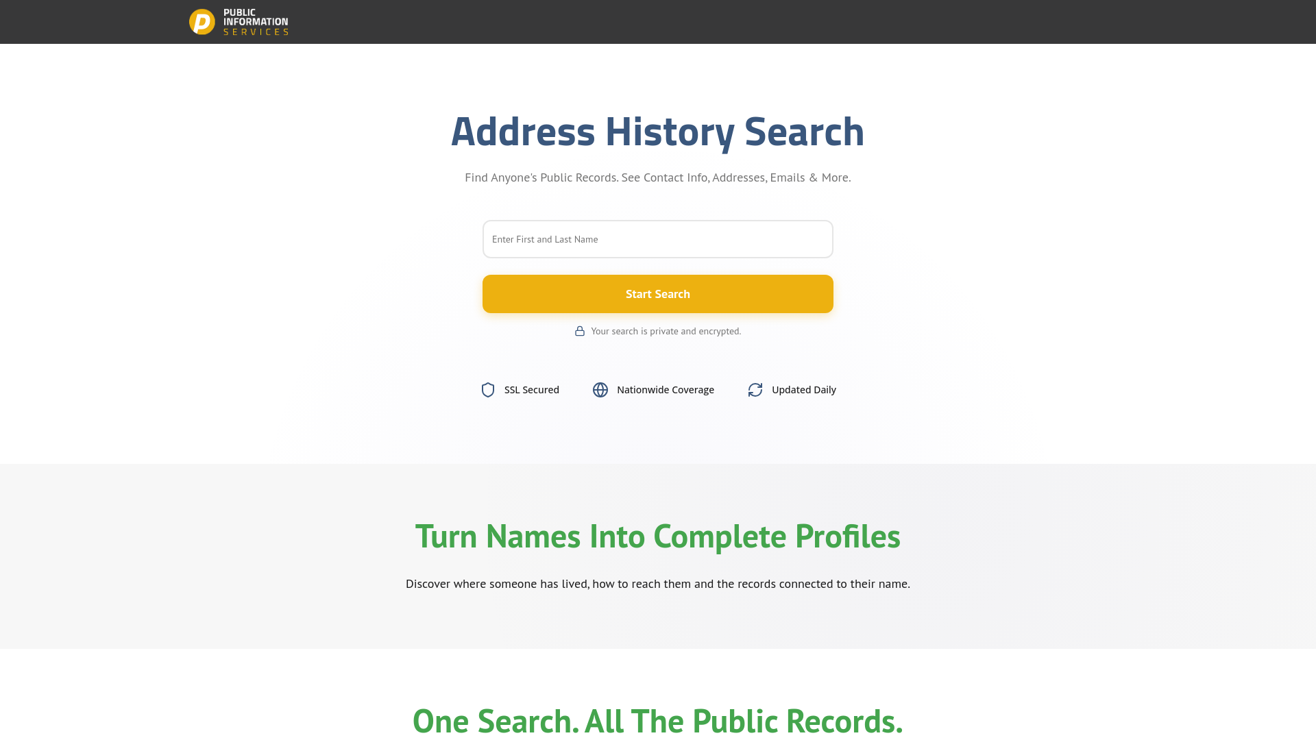 Public Information Services - Address History Search