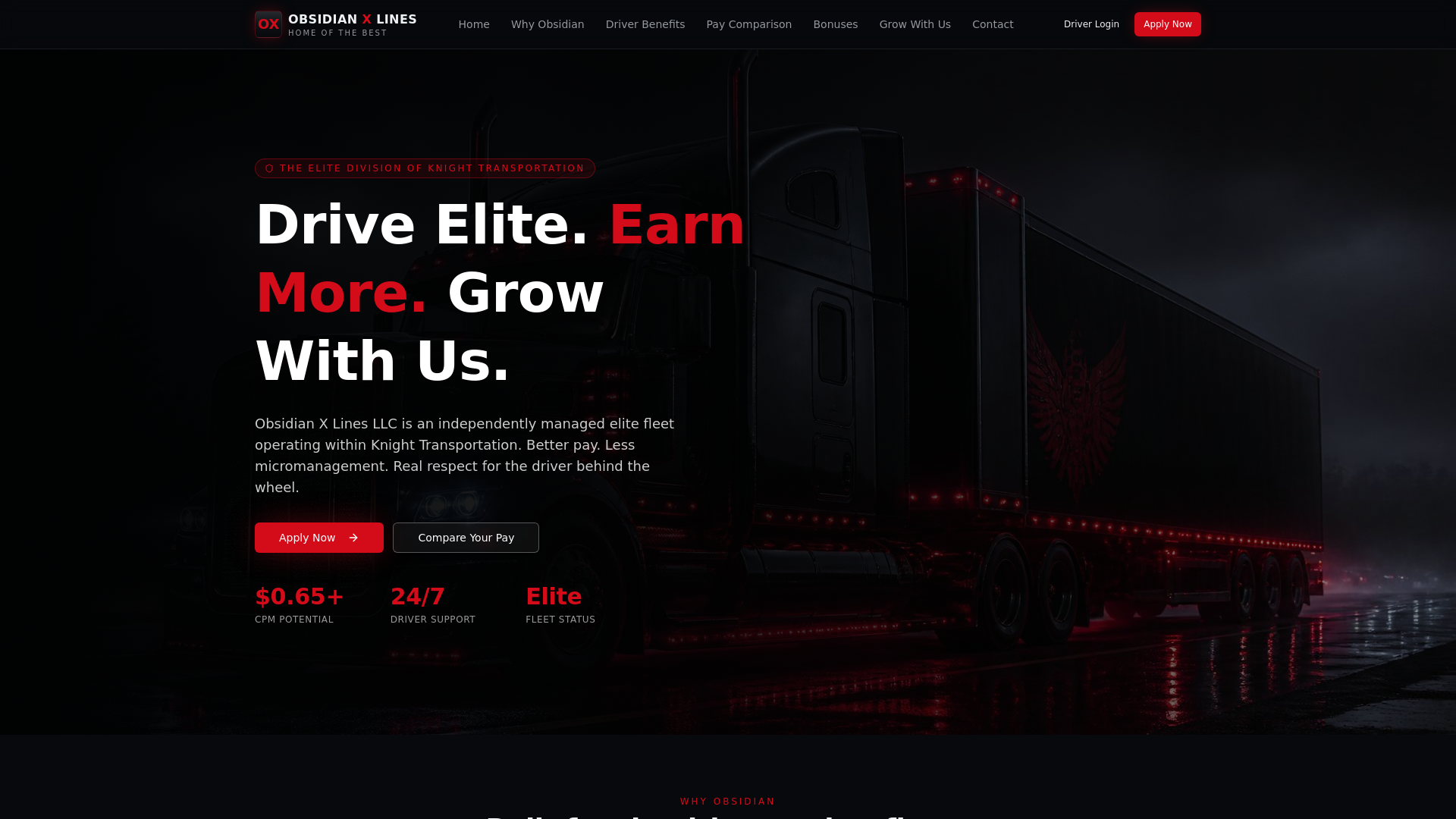 Obsidian X Lines — Drive Elite. Earn More. Grow With Us.