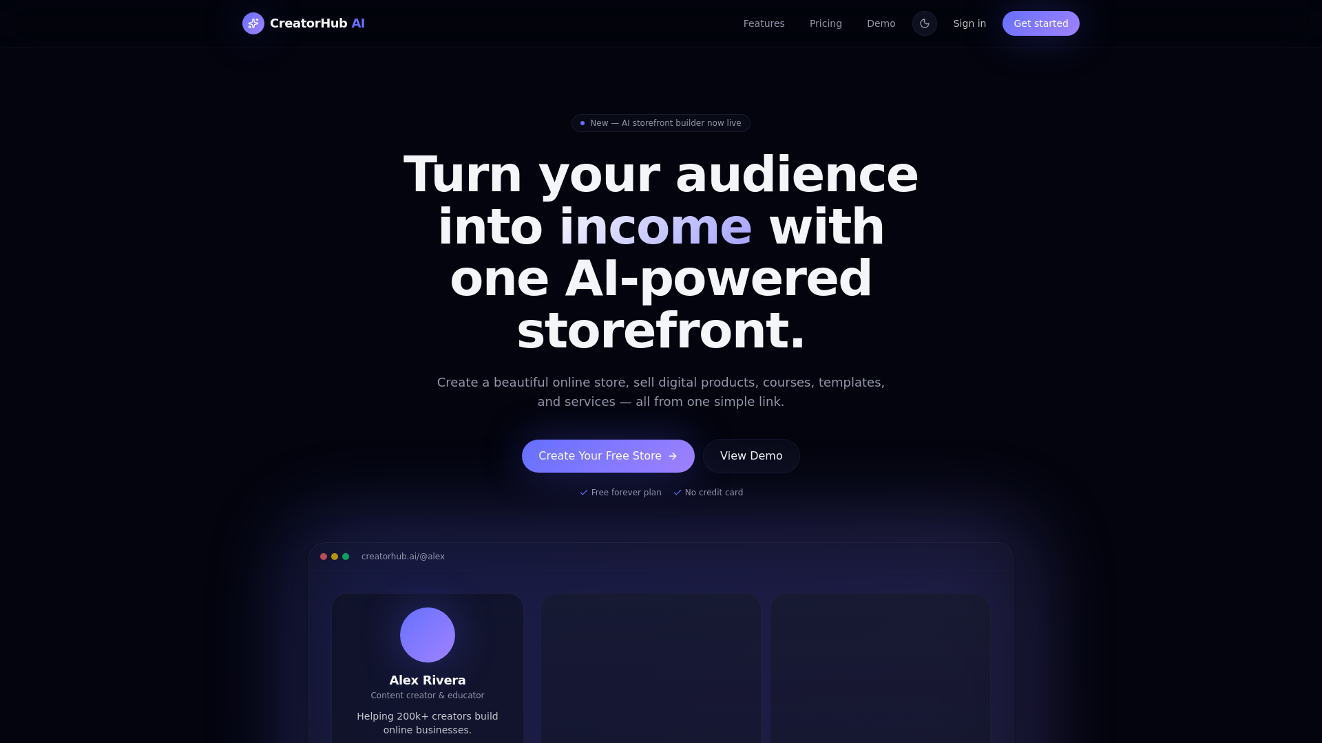 CreatorHub AI — Turn your audience into income