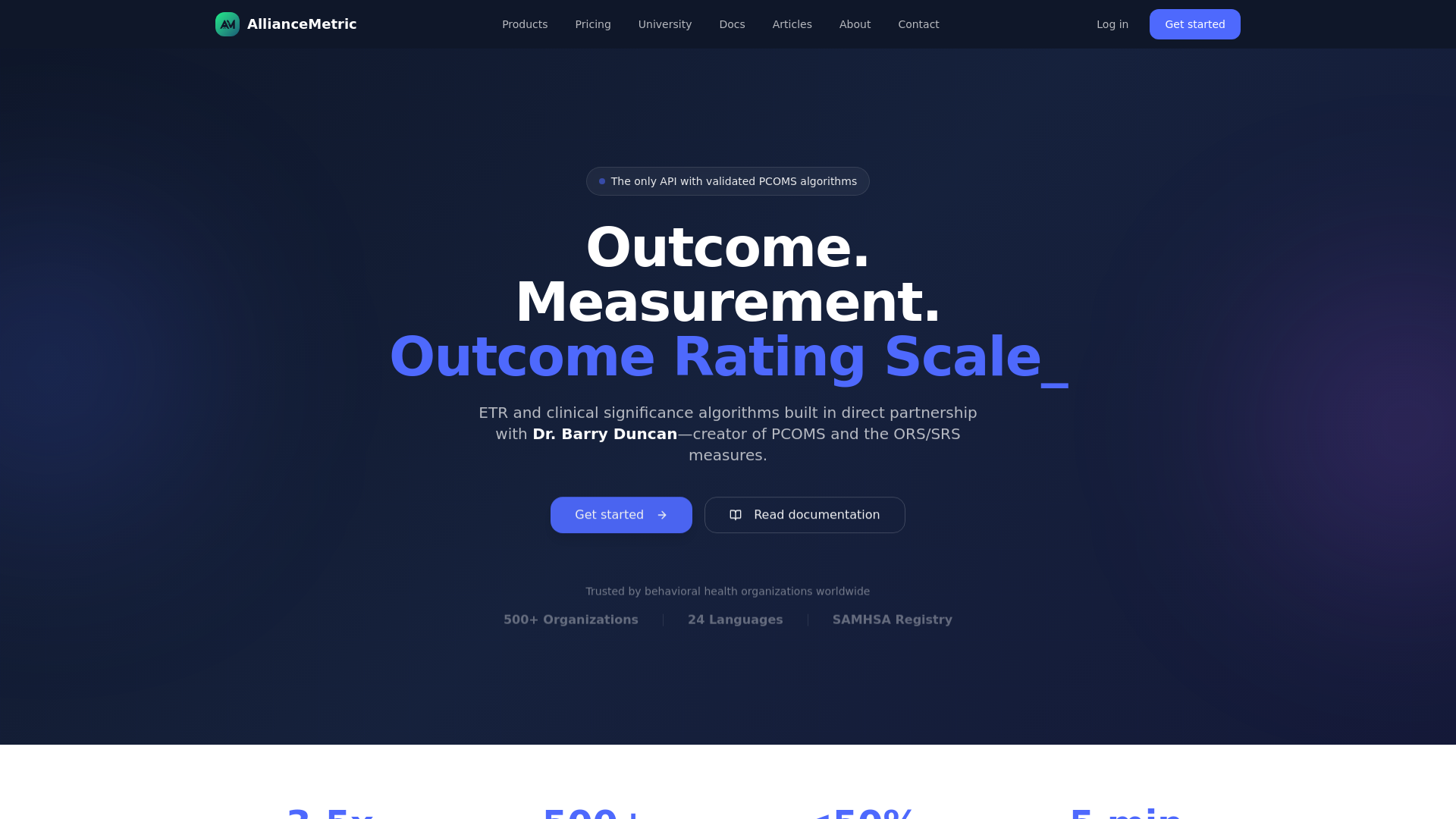 AllianceMetric | Outcome Measurement APIs for Behavioral Health