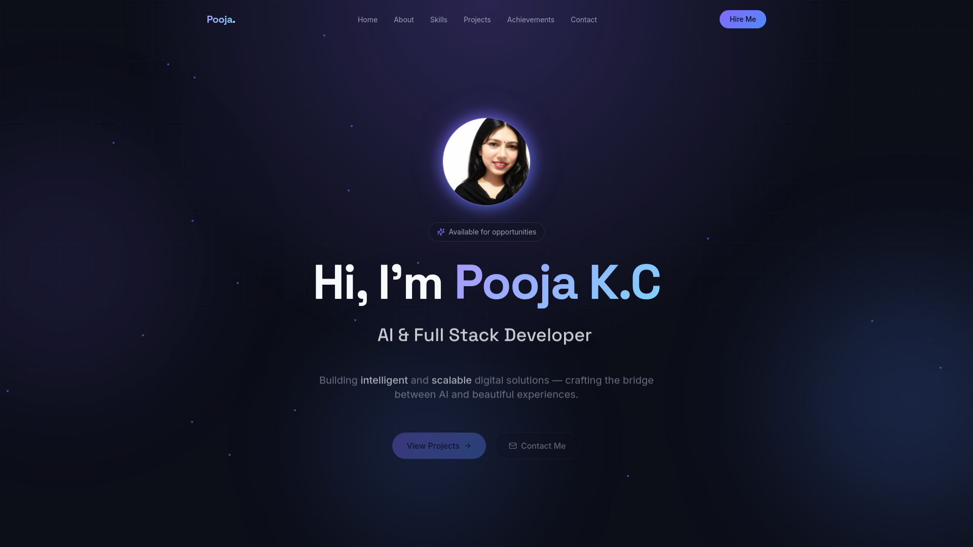 Pooja K.C — AI & Full Stack Developer