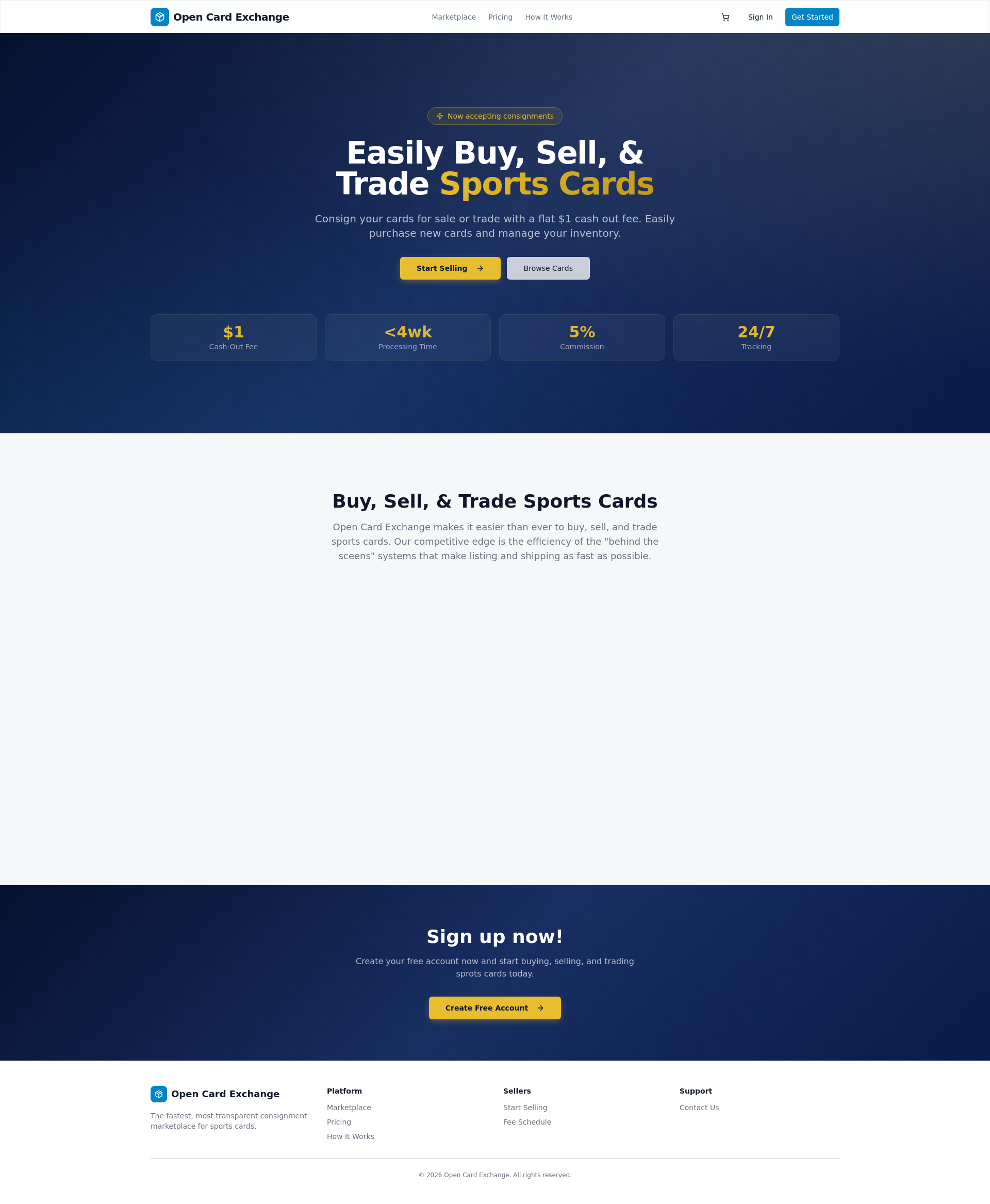 Open Card Exchange — Sports Card Consignment Marketplace