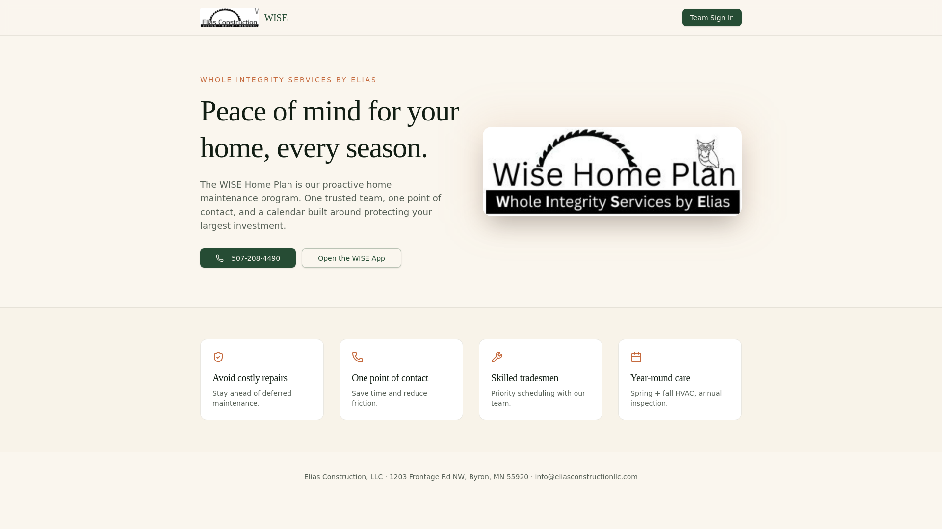 WISE Home Plan — Elias Construction