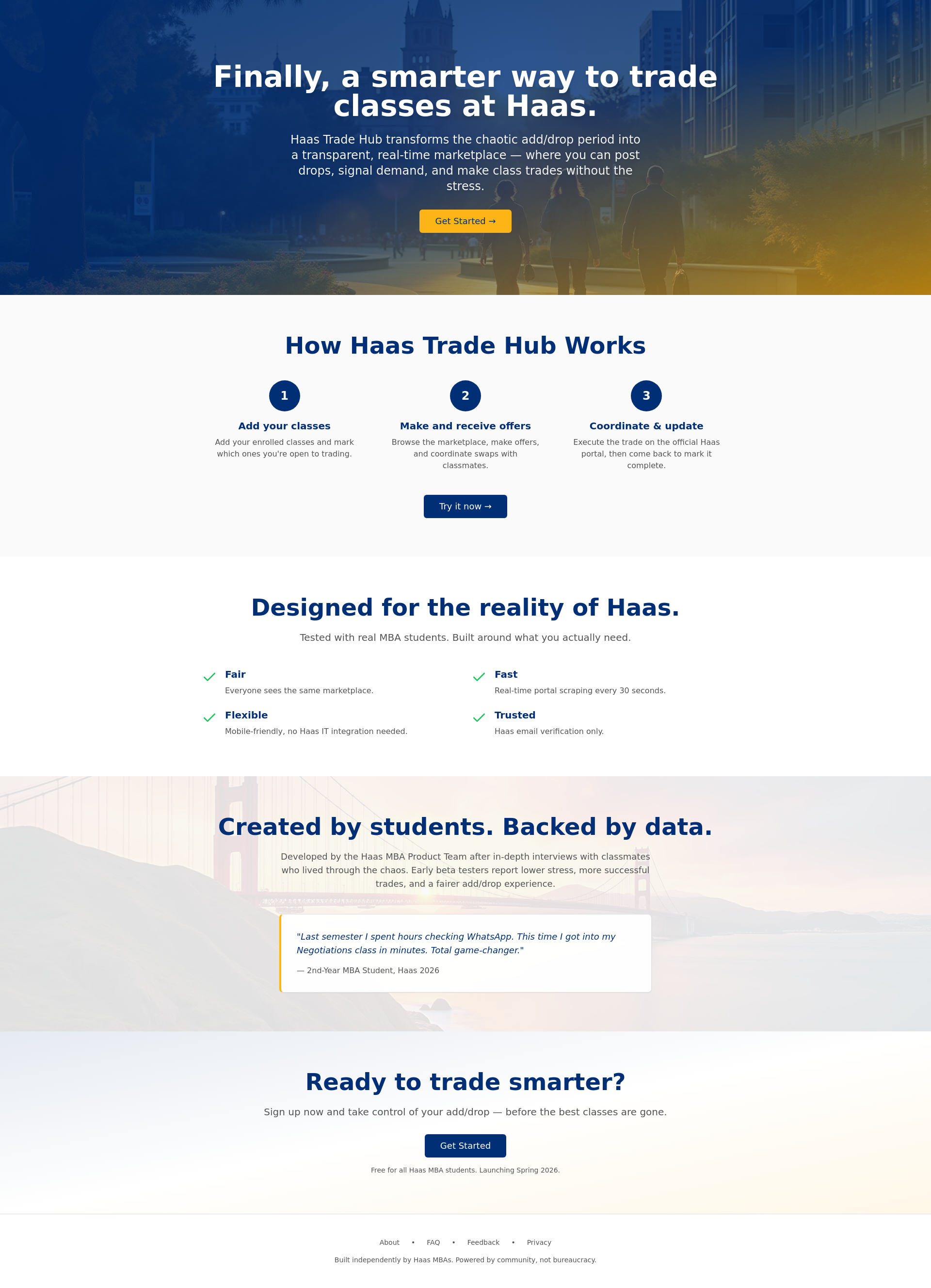 Haas Trade Hub - Safe Class Trading for UC Berkeley MBA Students