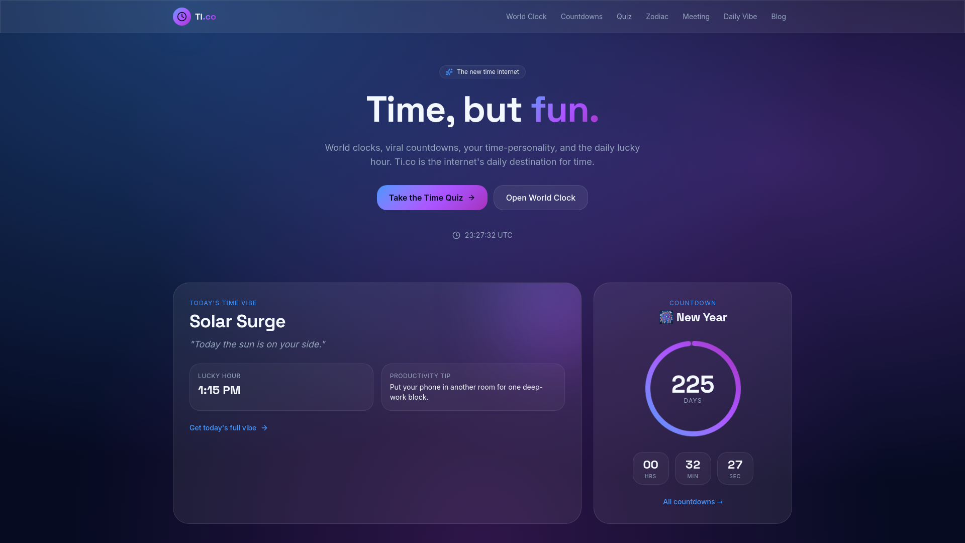 Ti.co — Time Internet: World Clock, Countdowns & Time Tools