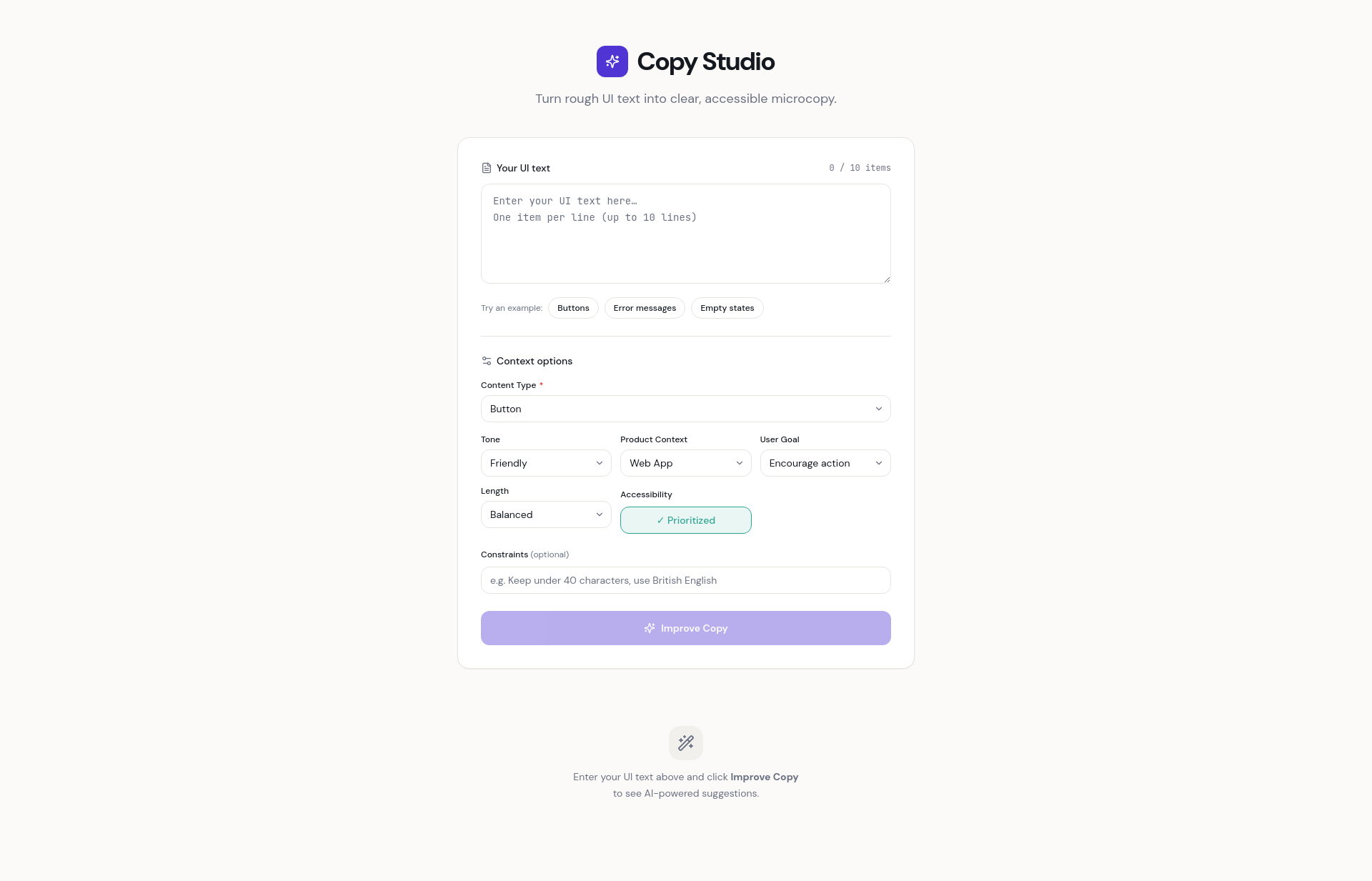 Copy Studio — AI-Powered UX Writing Assistant