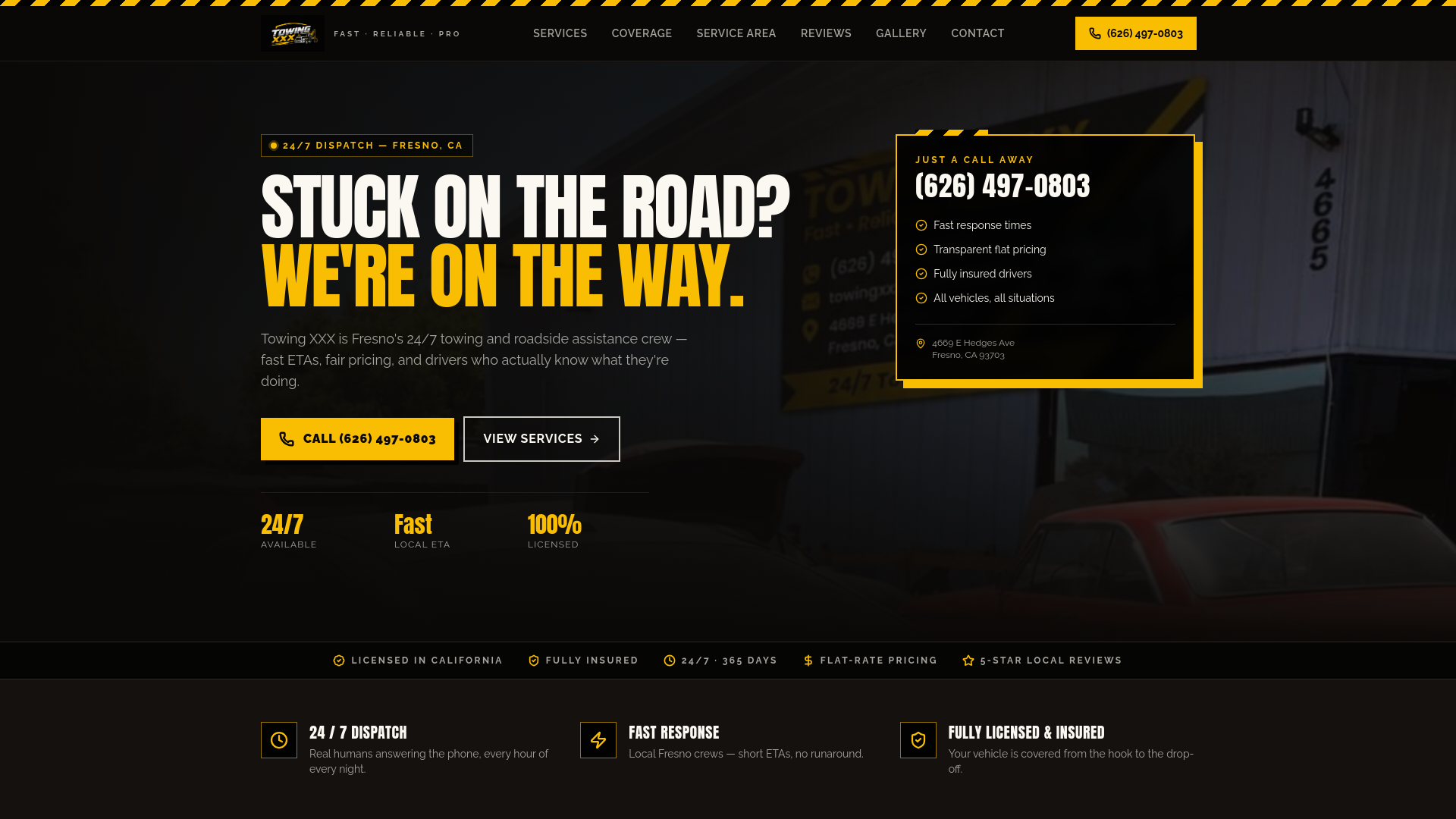Towing XXX — 24/7 Towing & Roadside Assistance in Fresno, CA