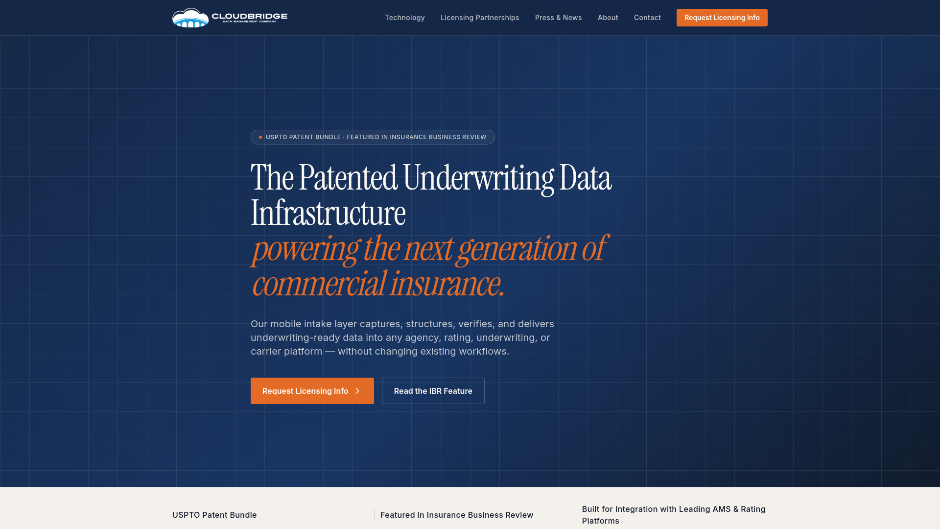 Cloudbridge Detroit Cloudbridge Solutions — Patented Underwriting Data Infrastructure