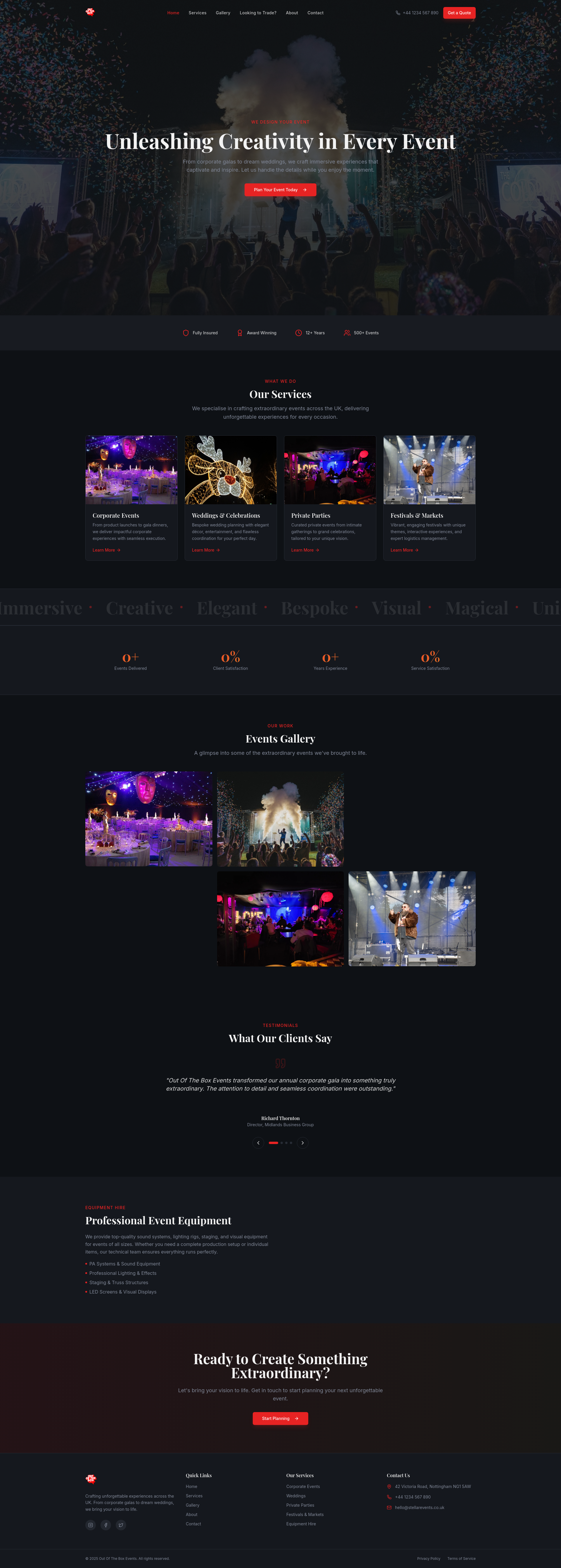 Out Of The Box Events | Premium Event Planning & Production UK