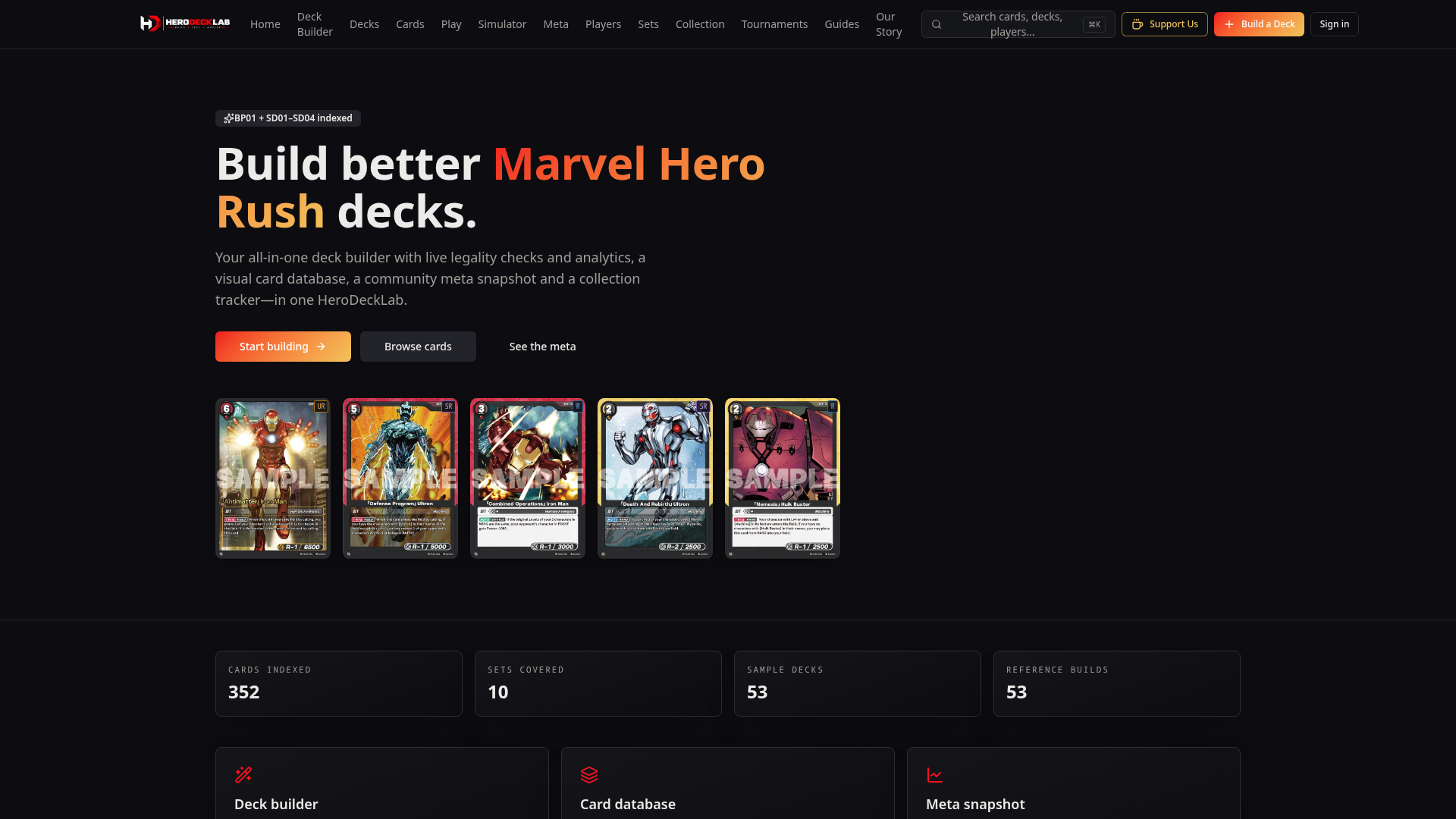 Hero Rush Deck Lab — Marvel Hero Rush decks, cards & meta