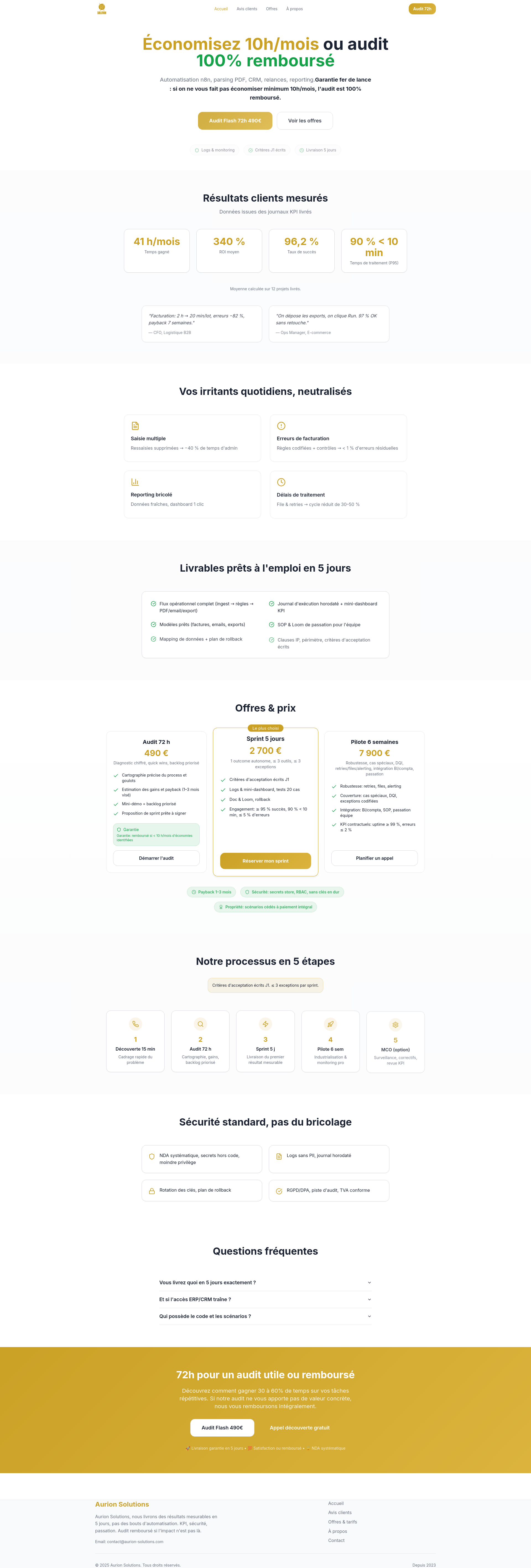 Aurion Solution — Automatisation opérationnelle