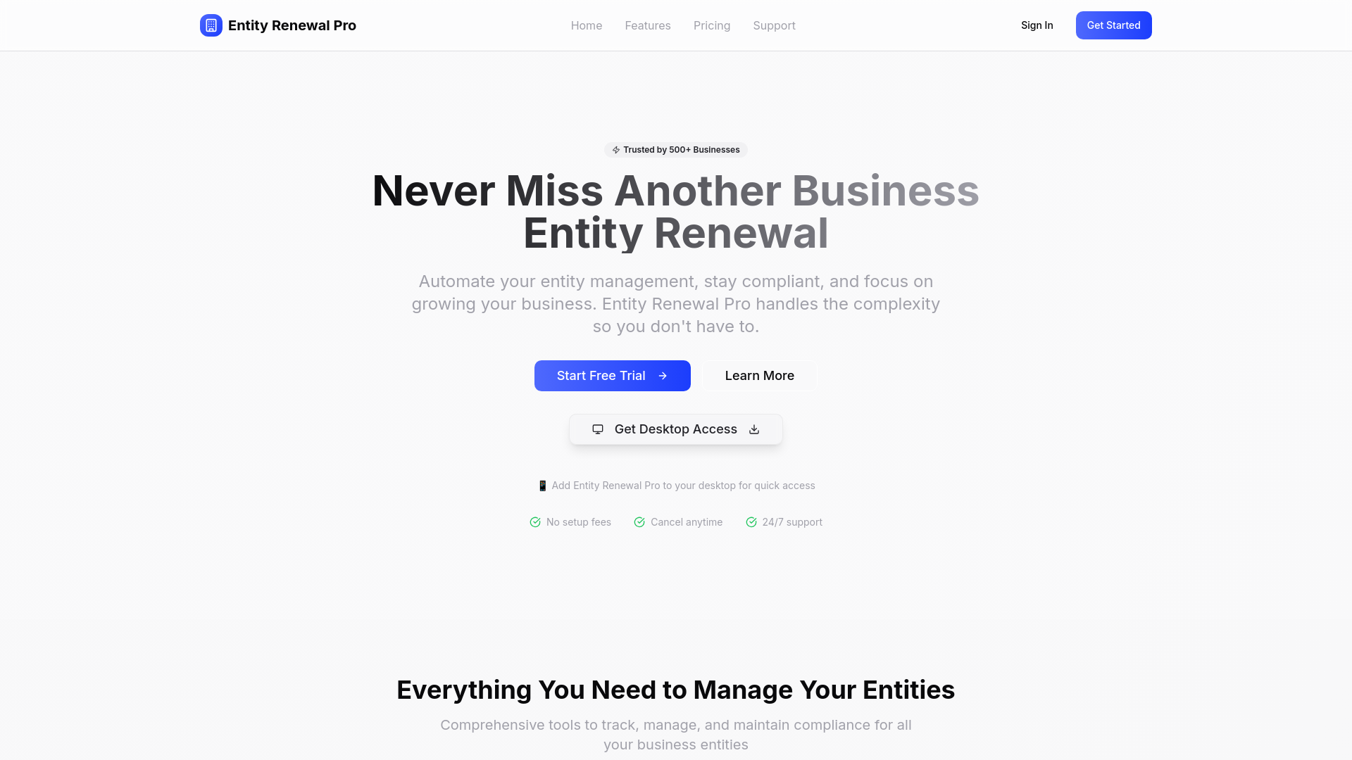Entity Tracking App Entity Renewal Pro - Professional Business Entity Management