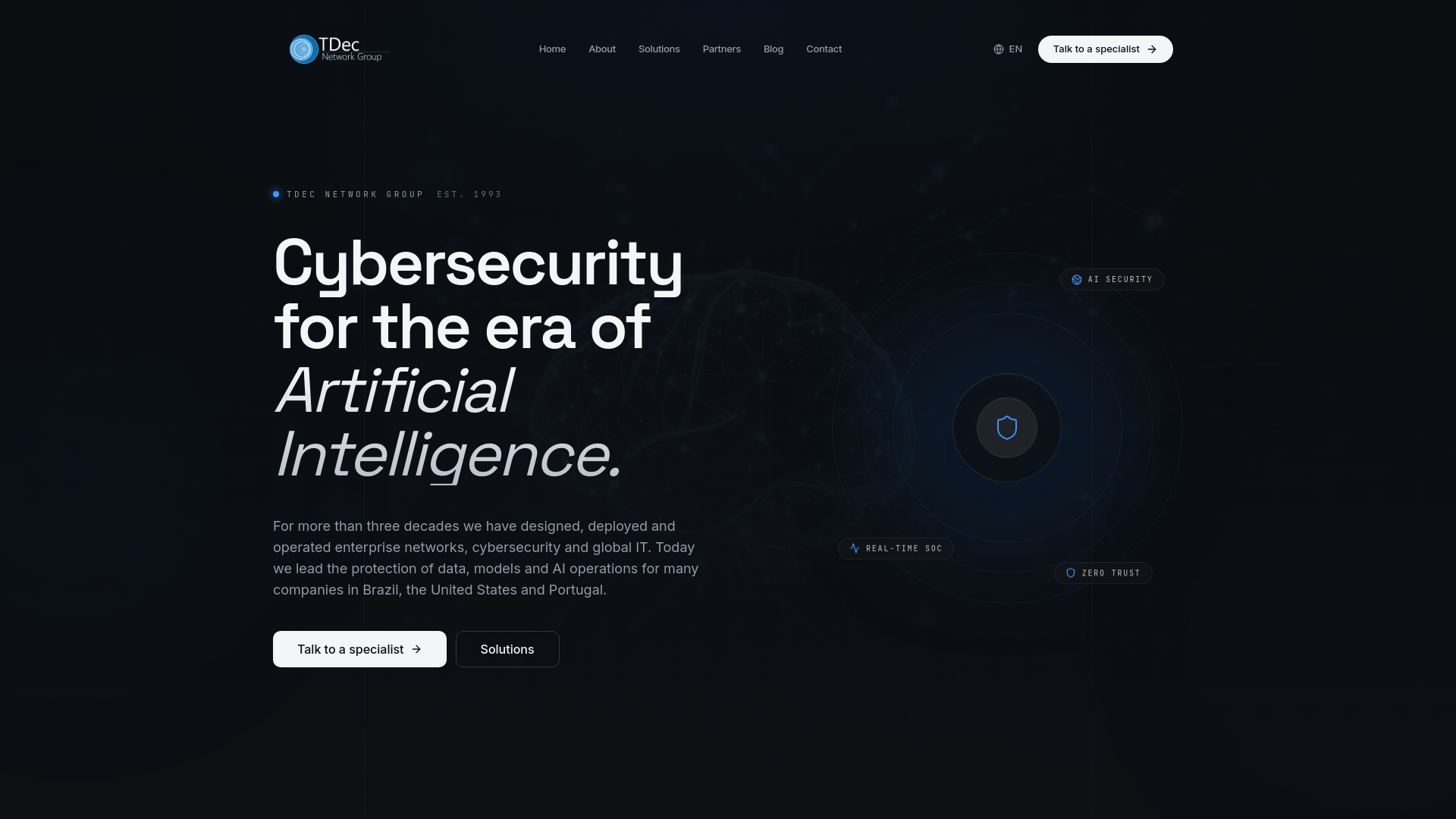 Tdec Background TDec Network Group — Cibersegurança, Redes e TI Global