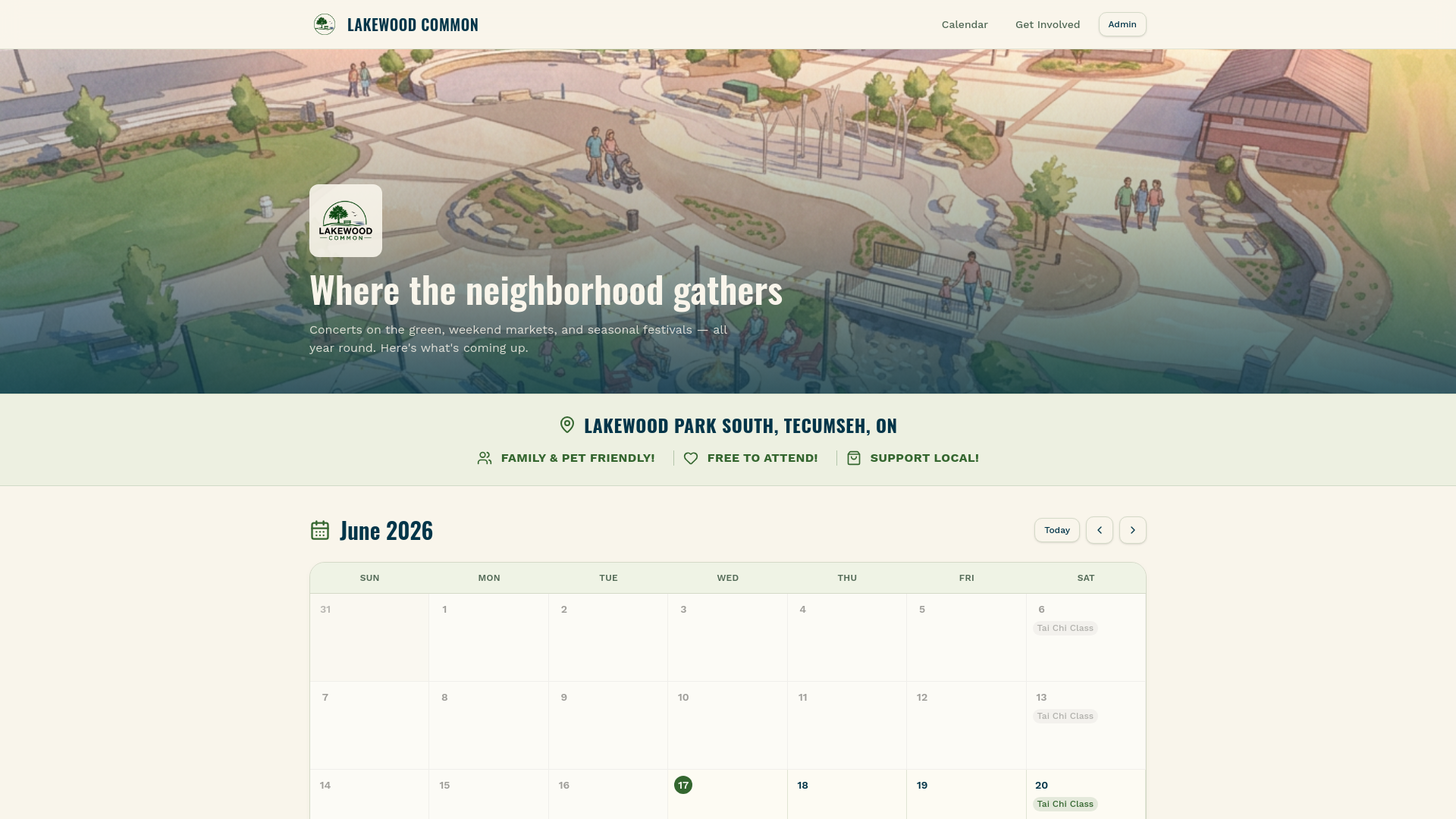 Lakewood Common — Park Events Calendar