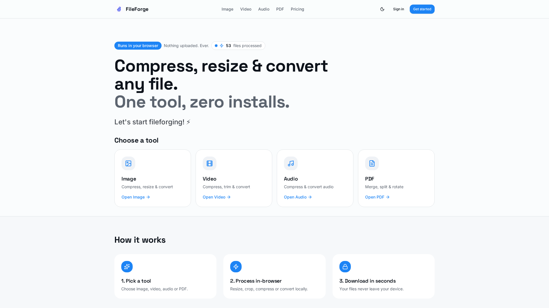 Just built a FileForge-A file compression and resizing website!! logo
